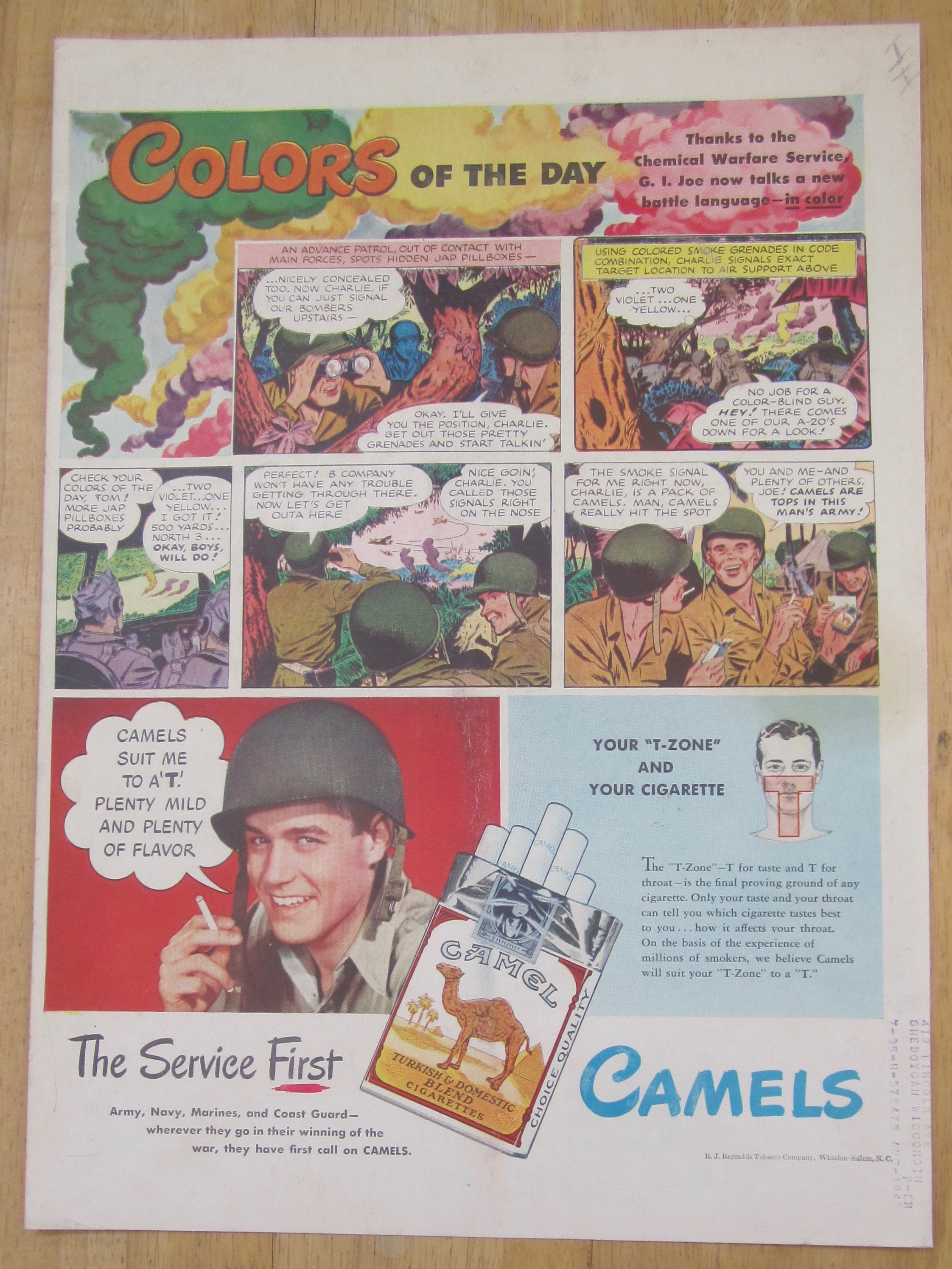 1945 Camel Cigarettes with Colors Of The Day