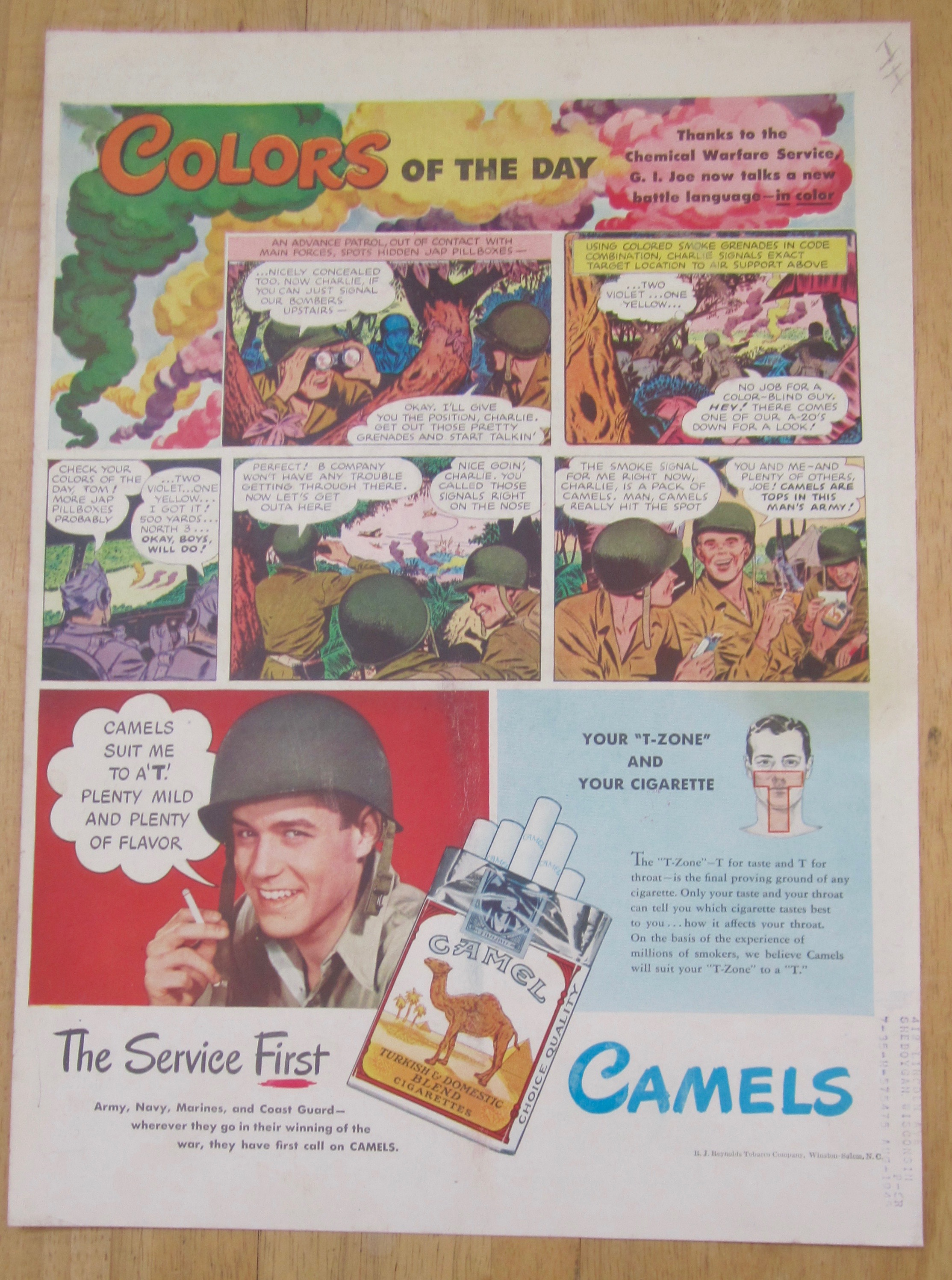 1945 Camel Cigarettes with Colors Of The Day