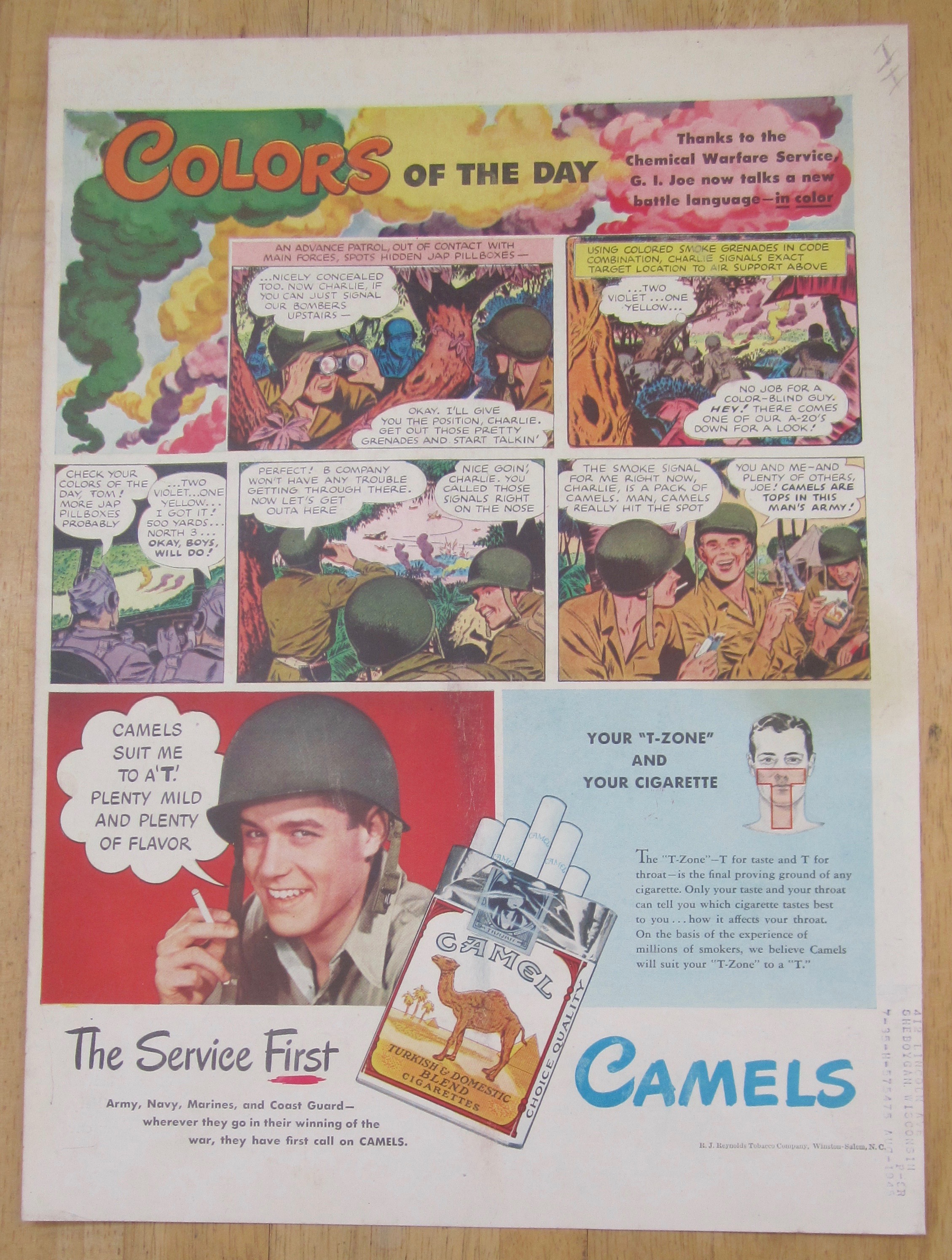1945 Camel Cigarettes with Colors Of The Day