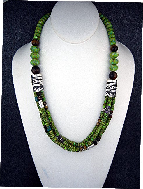 Navajo Tommy & Rose Singer Sterling Silver Gaspeite Nec