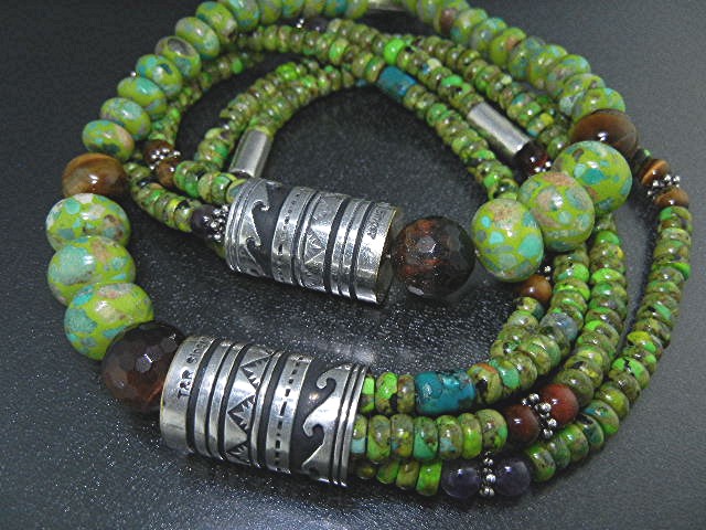 Navajo Tommy & Rose Singer Sterling Silver Gaspeite Nec
