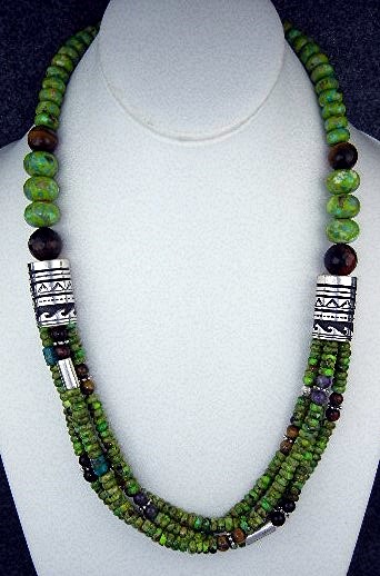 Navajo Tommy & Rose Singer Sterling Silver Gaspeite Nec