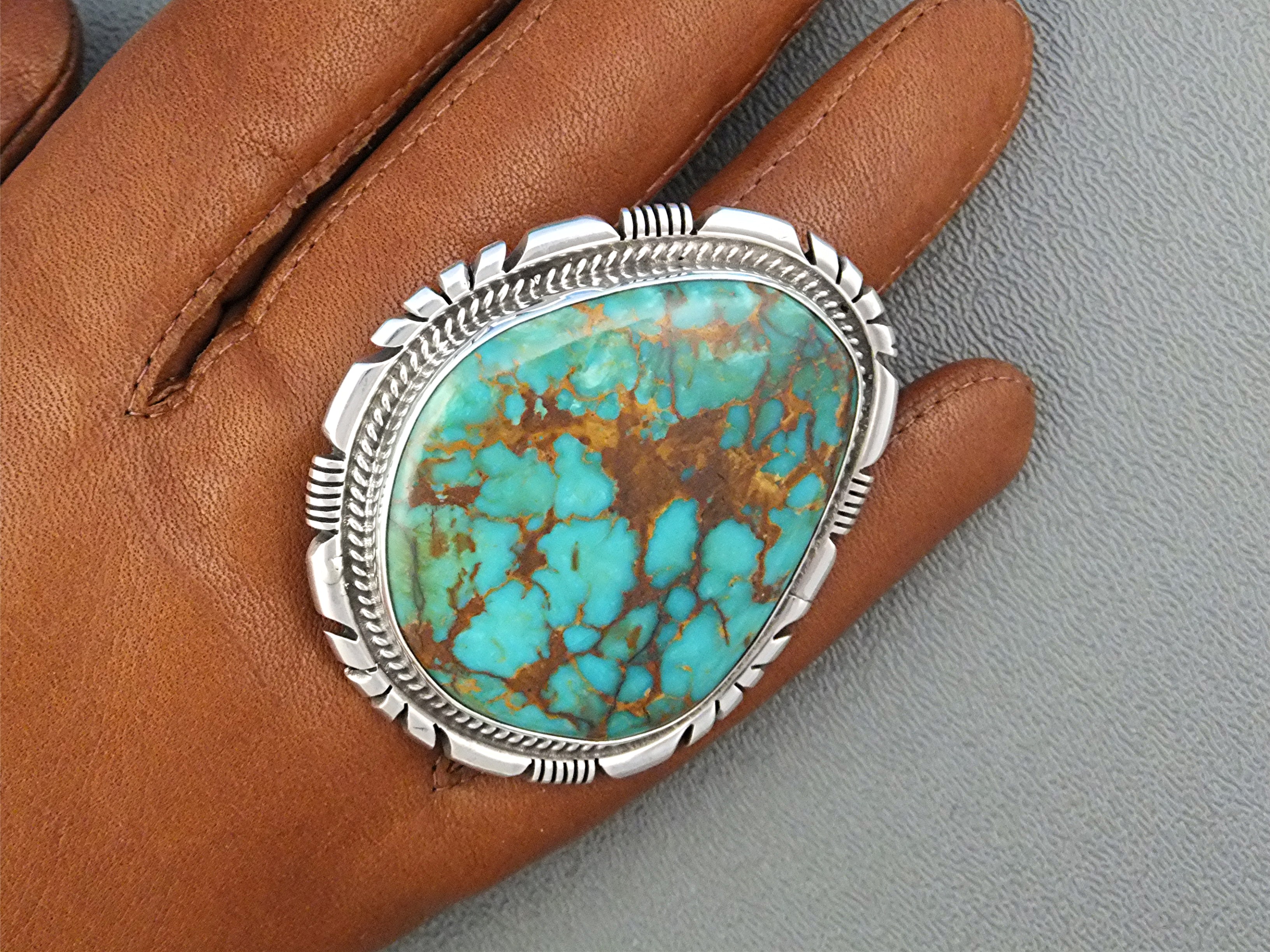 Navajo  Morenci Turquoise Sterling Silver  Signed  Ring