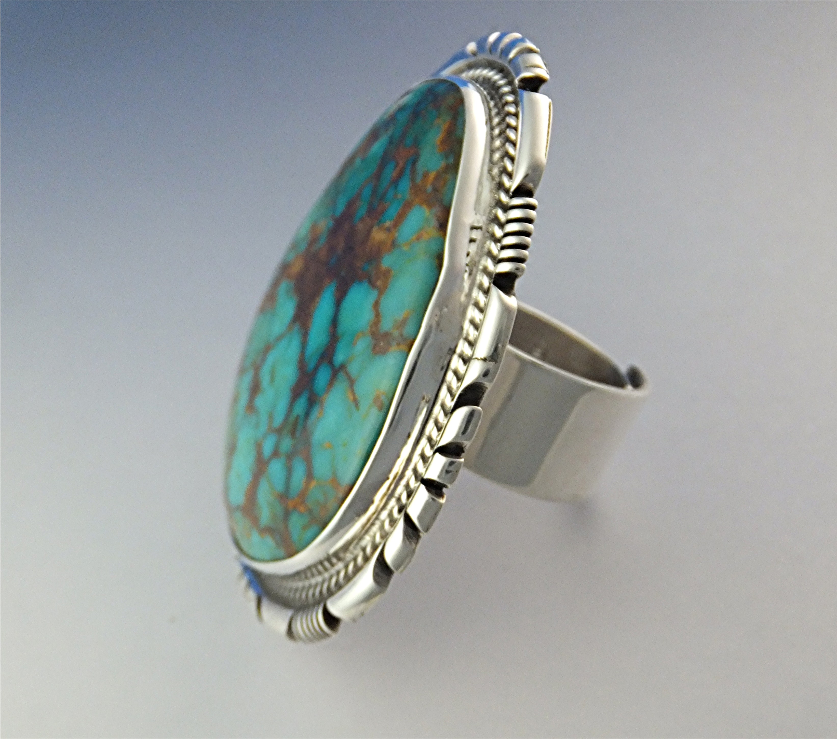 Navajo  Morenci Turquoise Sterling Silver  Signed  Ring