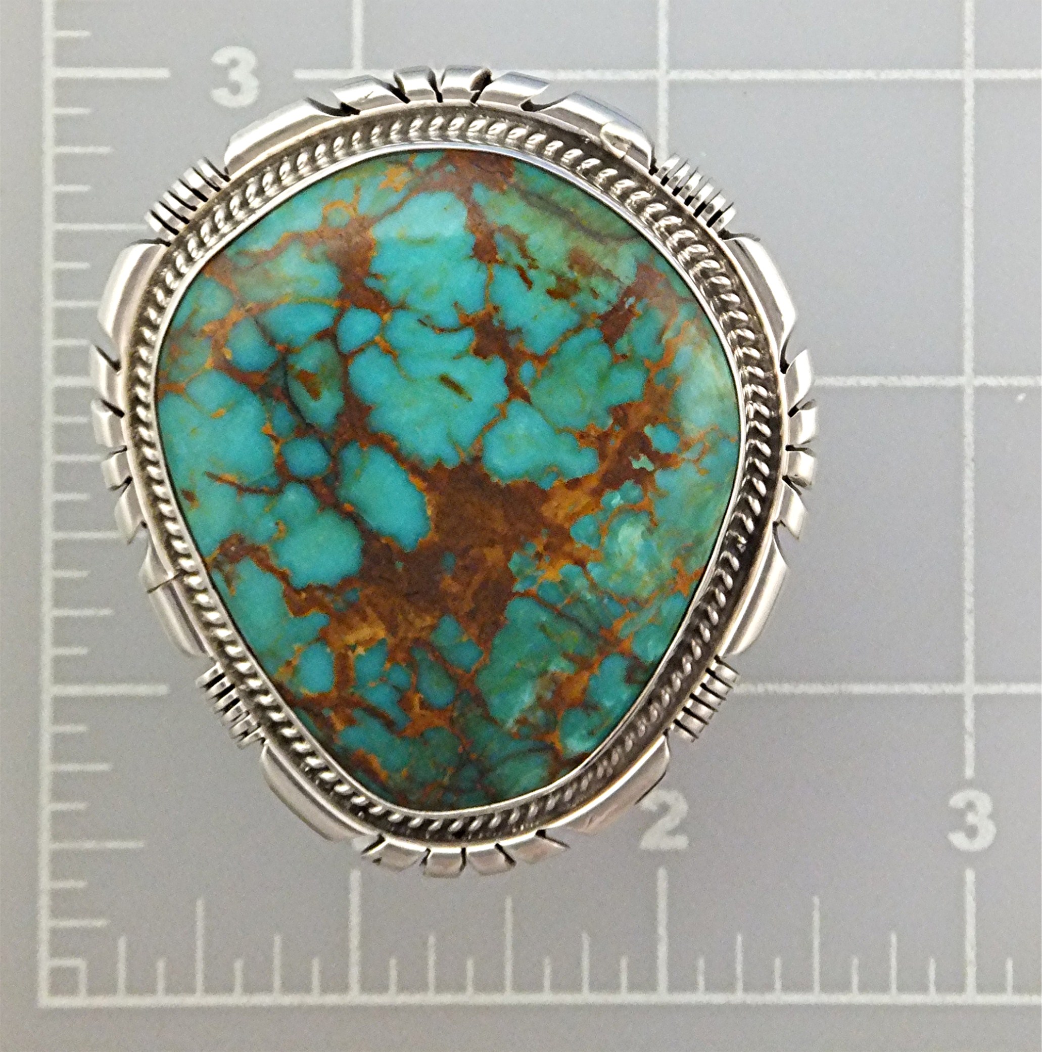 Navajo  Morenci Turquoise Sterling Silver  Signed  Ring