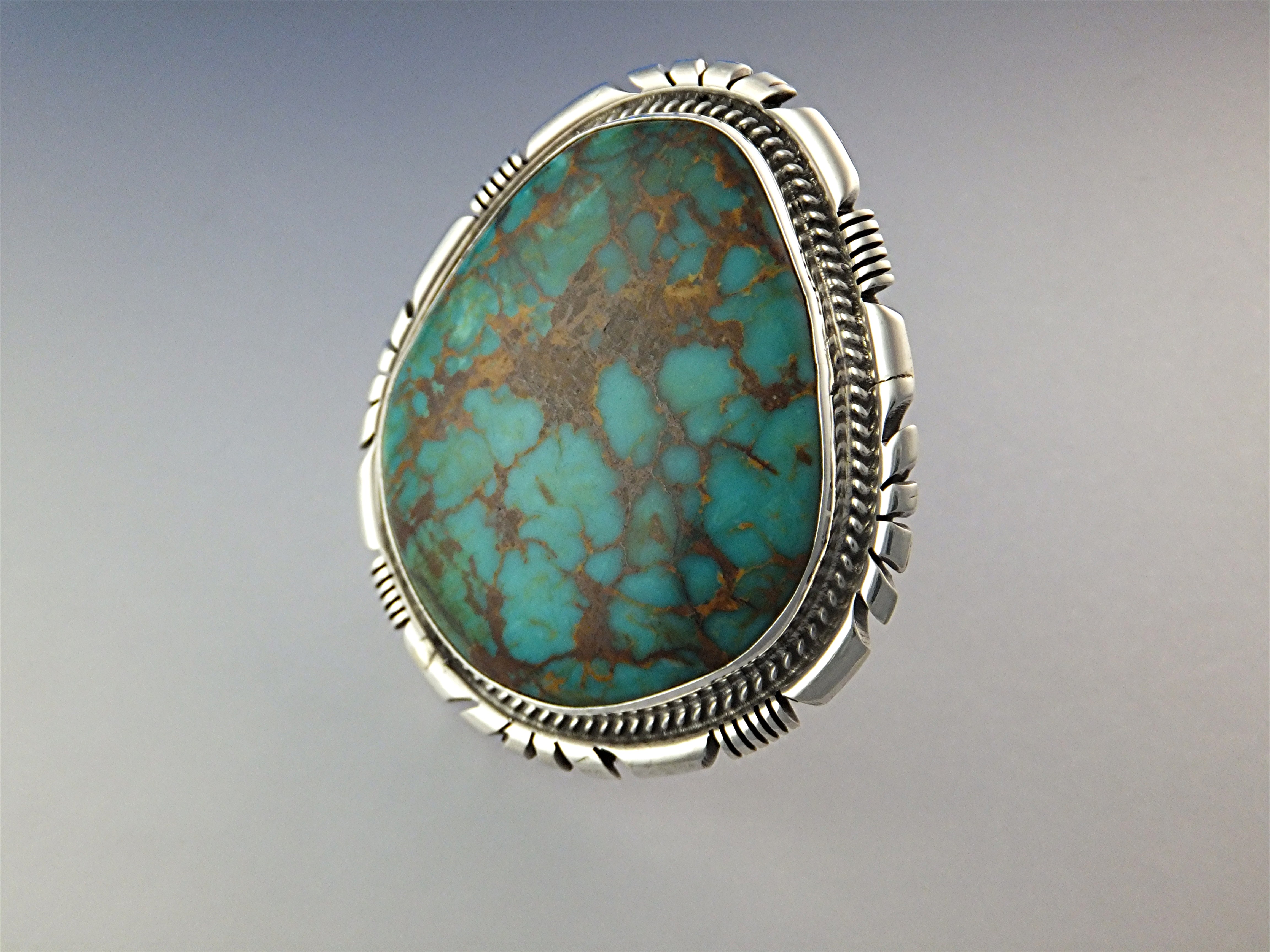 Navajo  Morenci Turquoise Sterling Silver  Signed  Ring