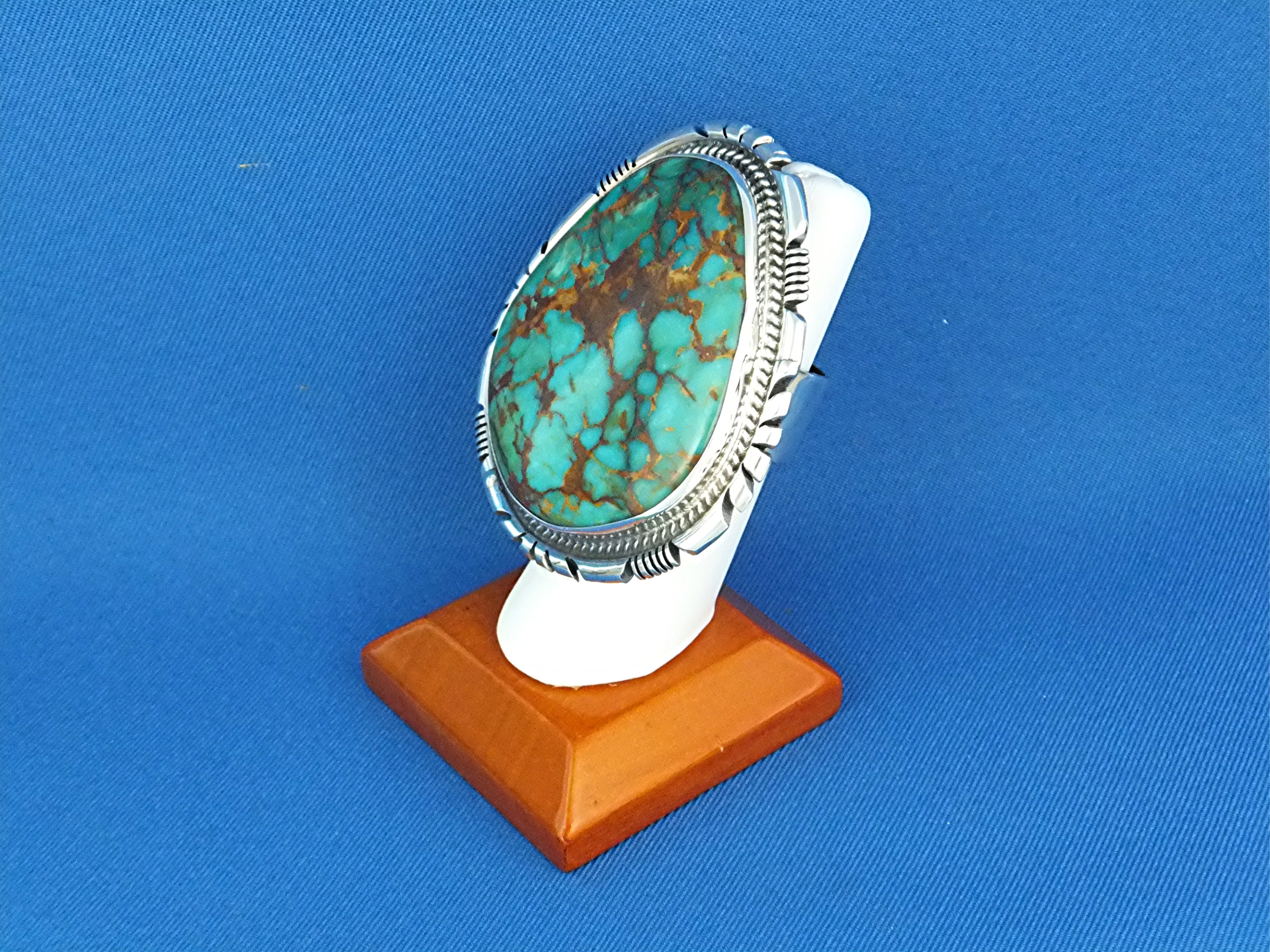 Navajo  Morenci Turquoise Sterling Silver  Signed  Ring