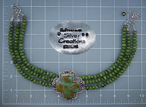 David Troutman Sterling Silver Kingman Turquoise &Jade