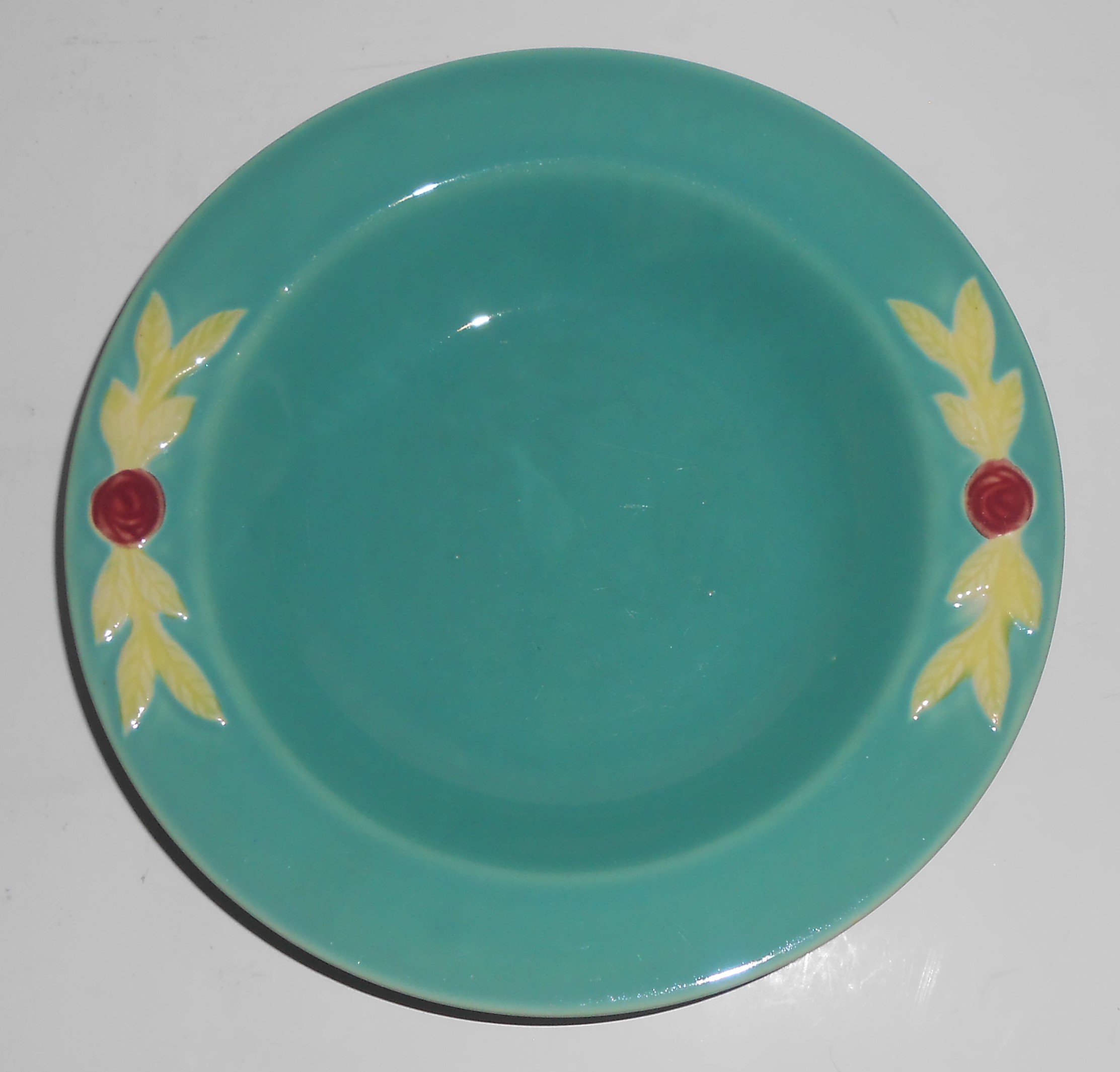 Coors Pottery Rosebud Early Green Rimmed Soup Bowl