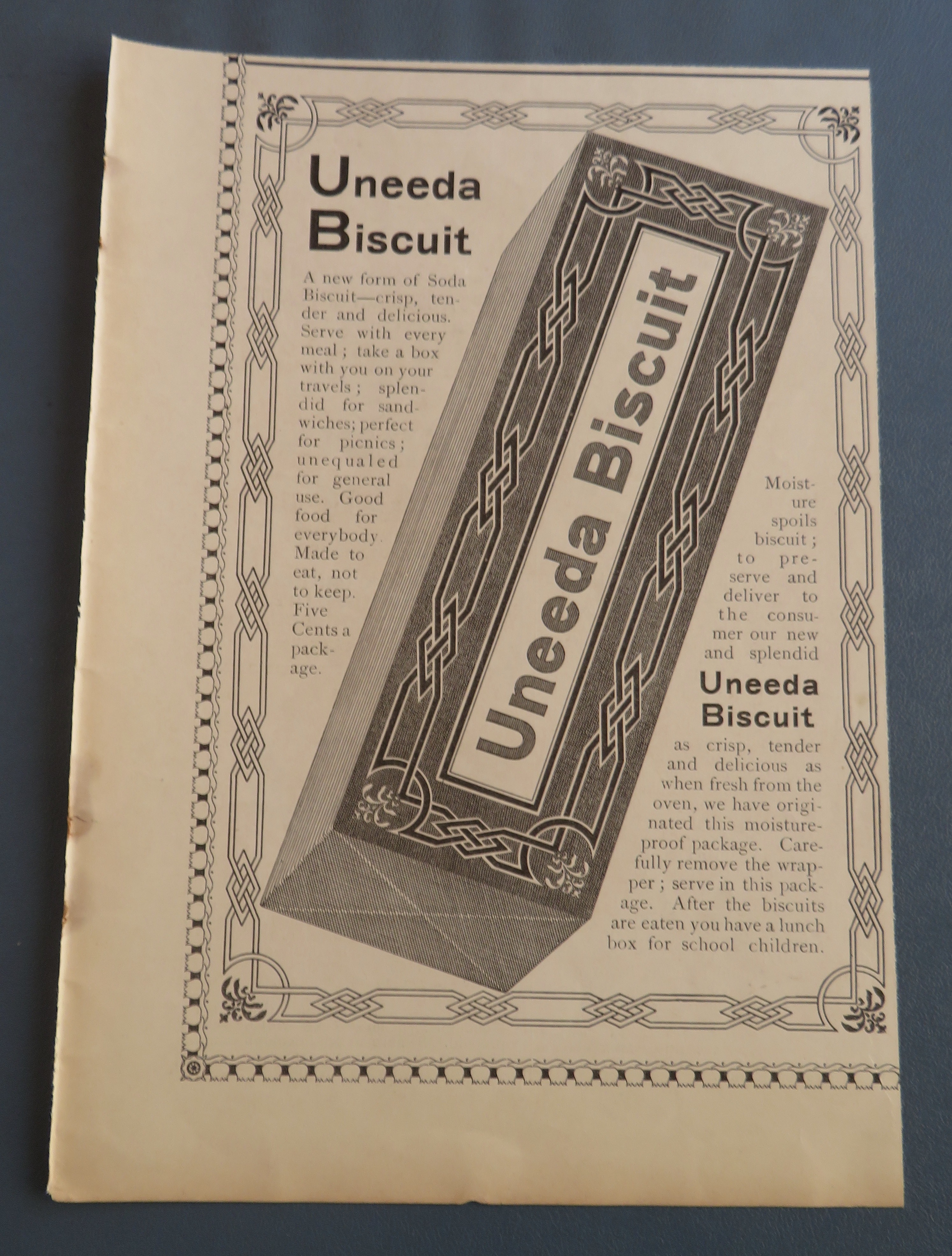 1899 Uneeda Biscuit with Box of Biscuits