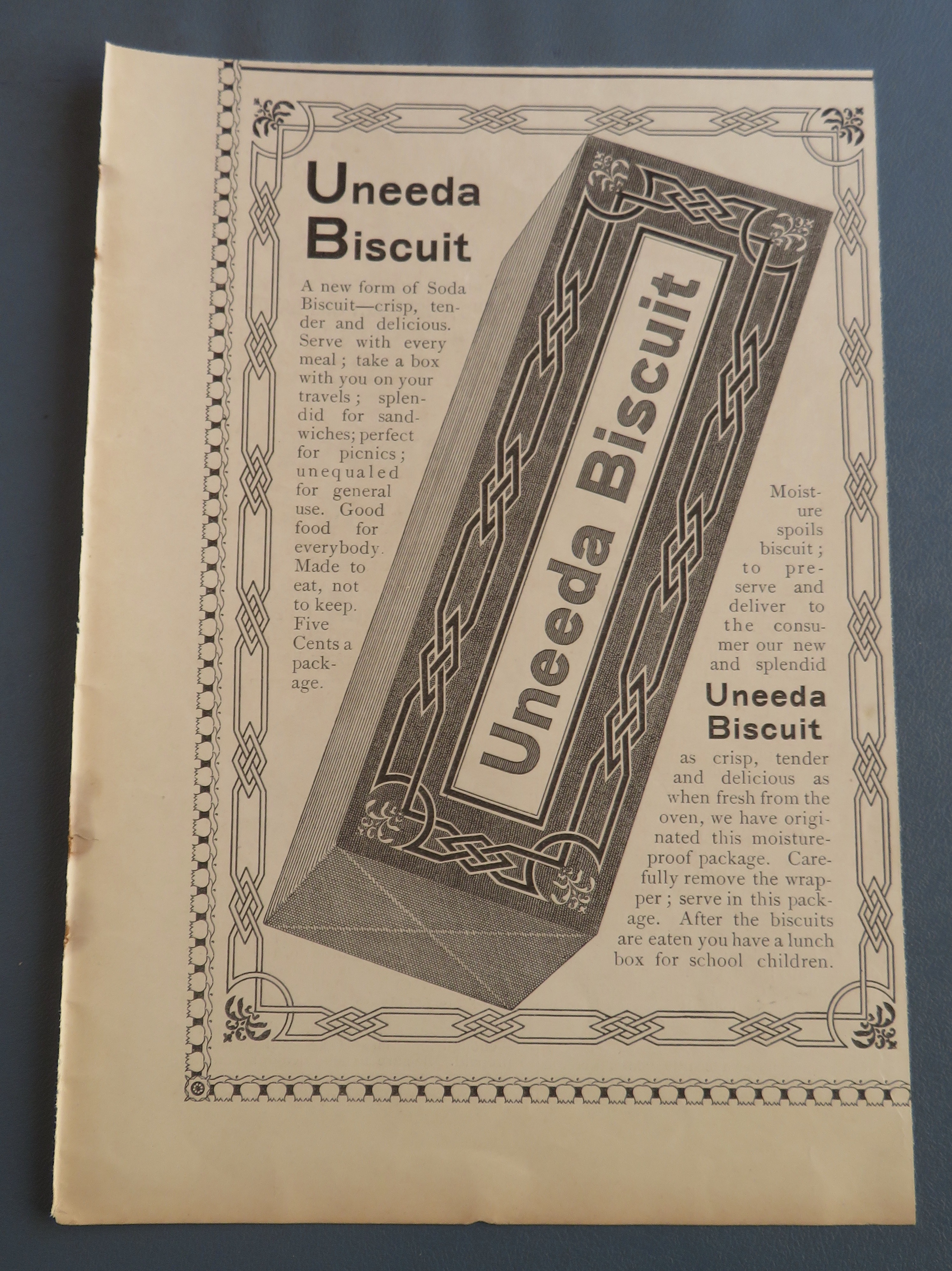 1899 Uneeda Biscuit with Box of Biscuits