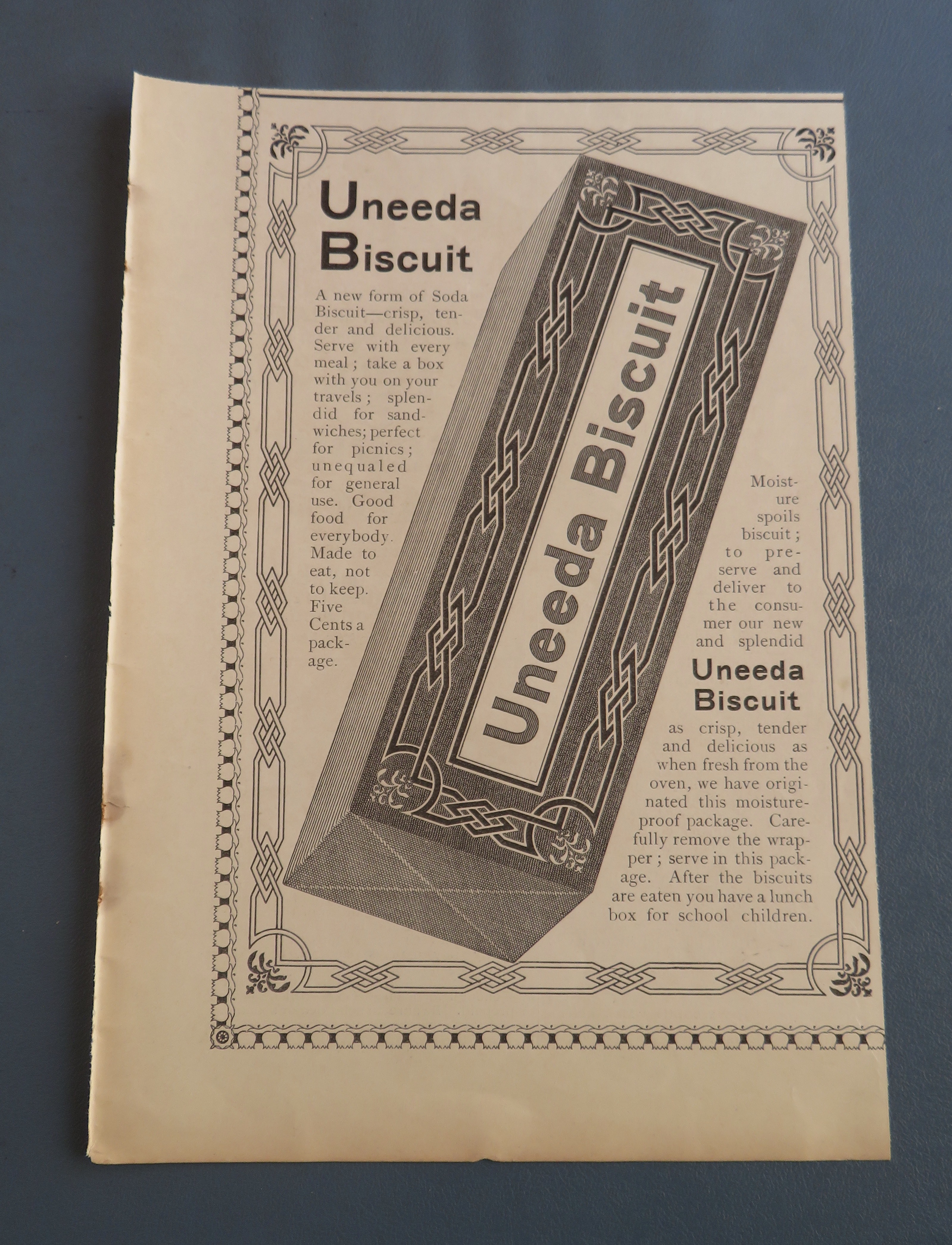 1899 Uneeda Biscuit with Box of Biscuits