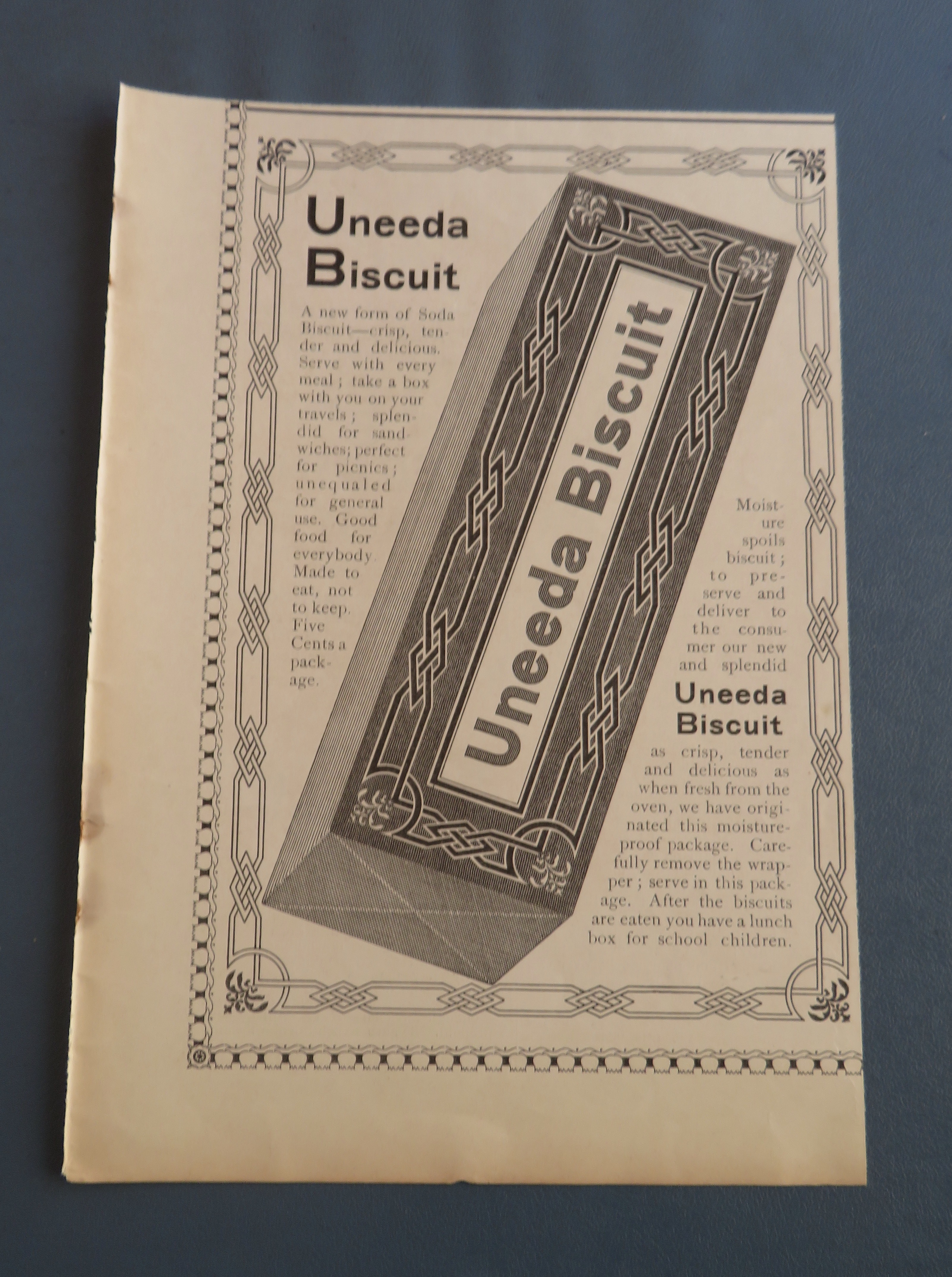 1899 Uneeda Biscuit with Box of Biscuits