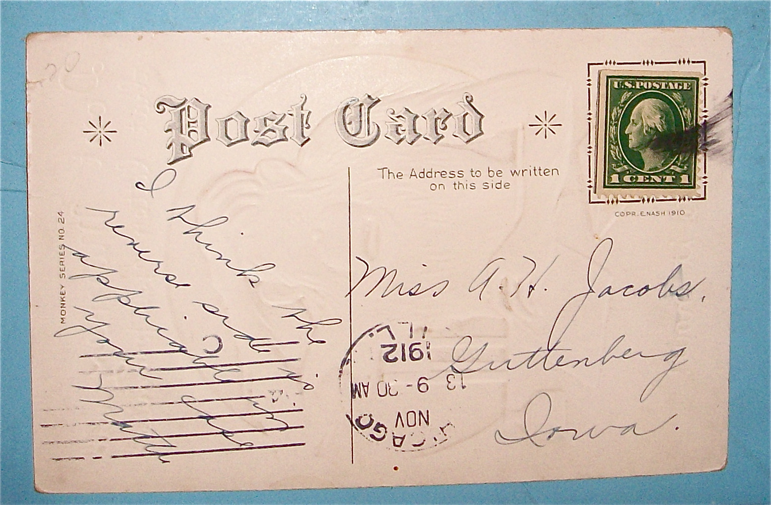 Monkey Writing A Letter While Scratching Head Postcard