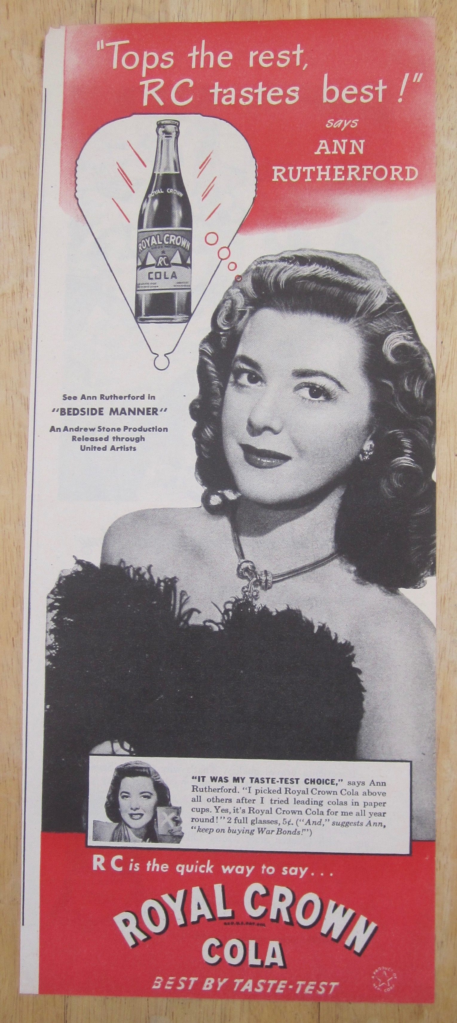 1945 Royal Crown Cola with Ann Rutherford
