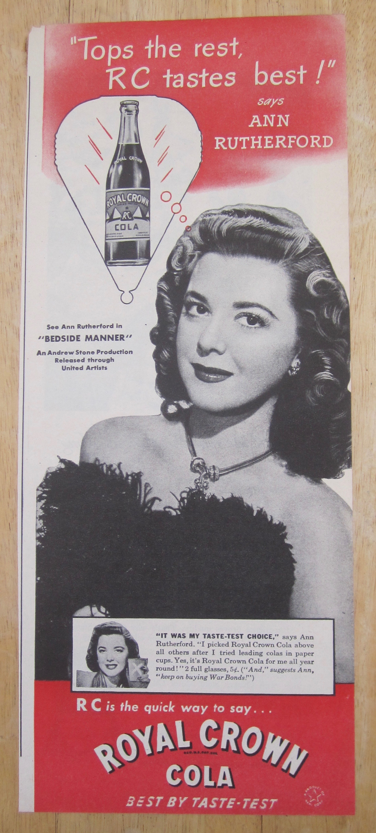 1945 Royal Crown Cola with Ann Rutherford