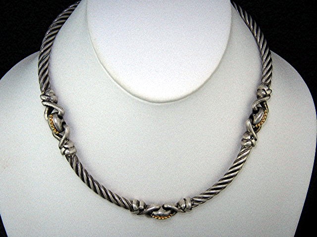 Sterling Silver Flle Menegatti Italy Necklace 14K Gold