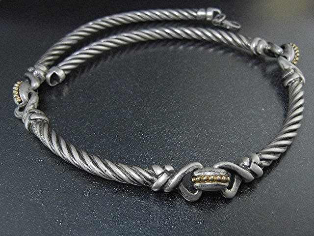 Sterling Silver Flle Menegatti Italy Necklace 14K Gold