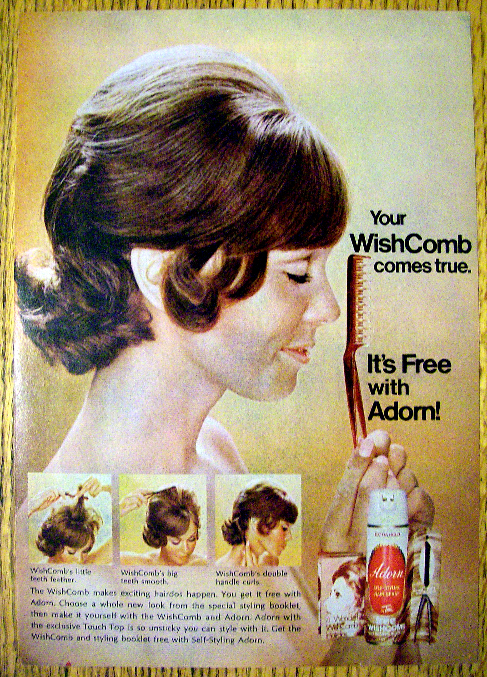 1972 Adorn Hair Spray with Side View Of Woman