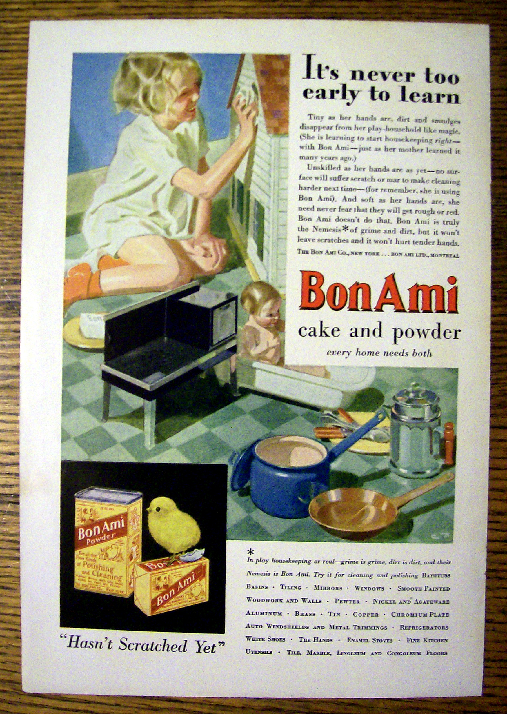 1931 Bon Ami with Girl Cleaning Doll House