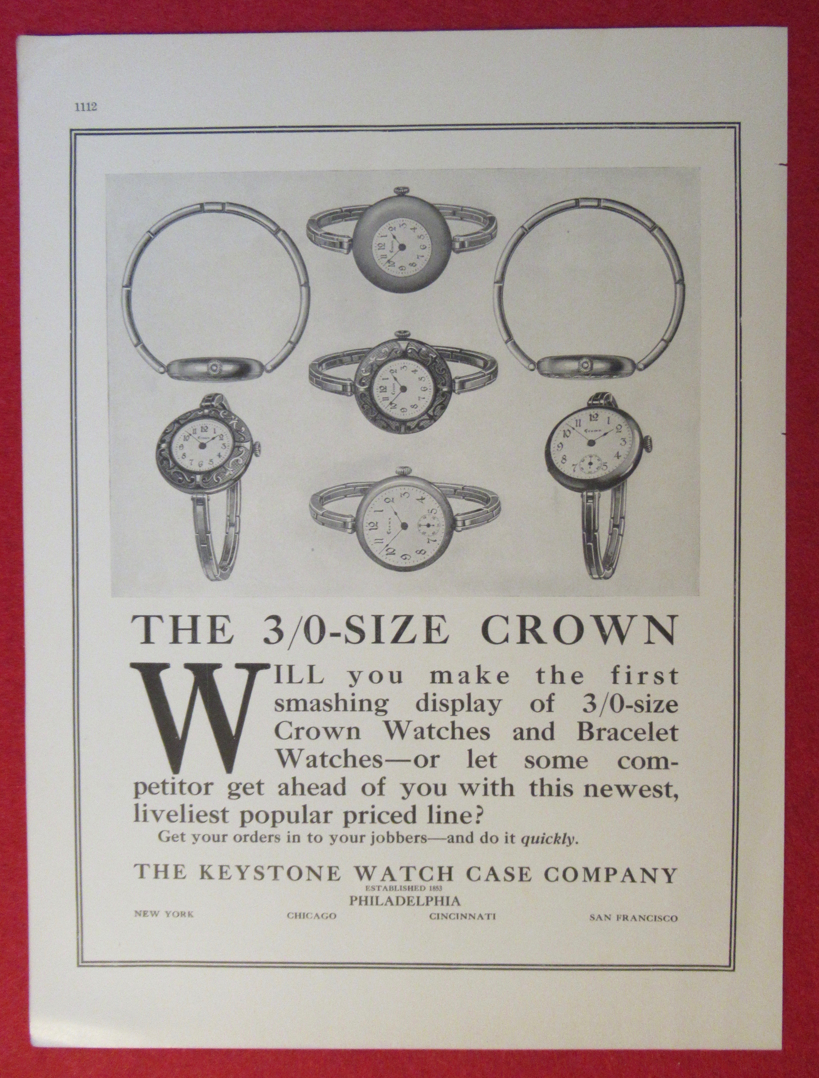 1913 Keystone Watch Case Company with Crown Watches
