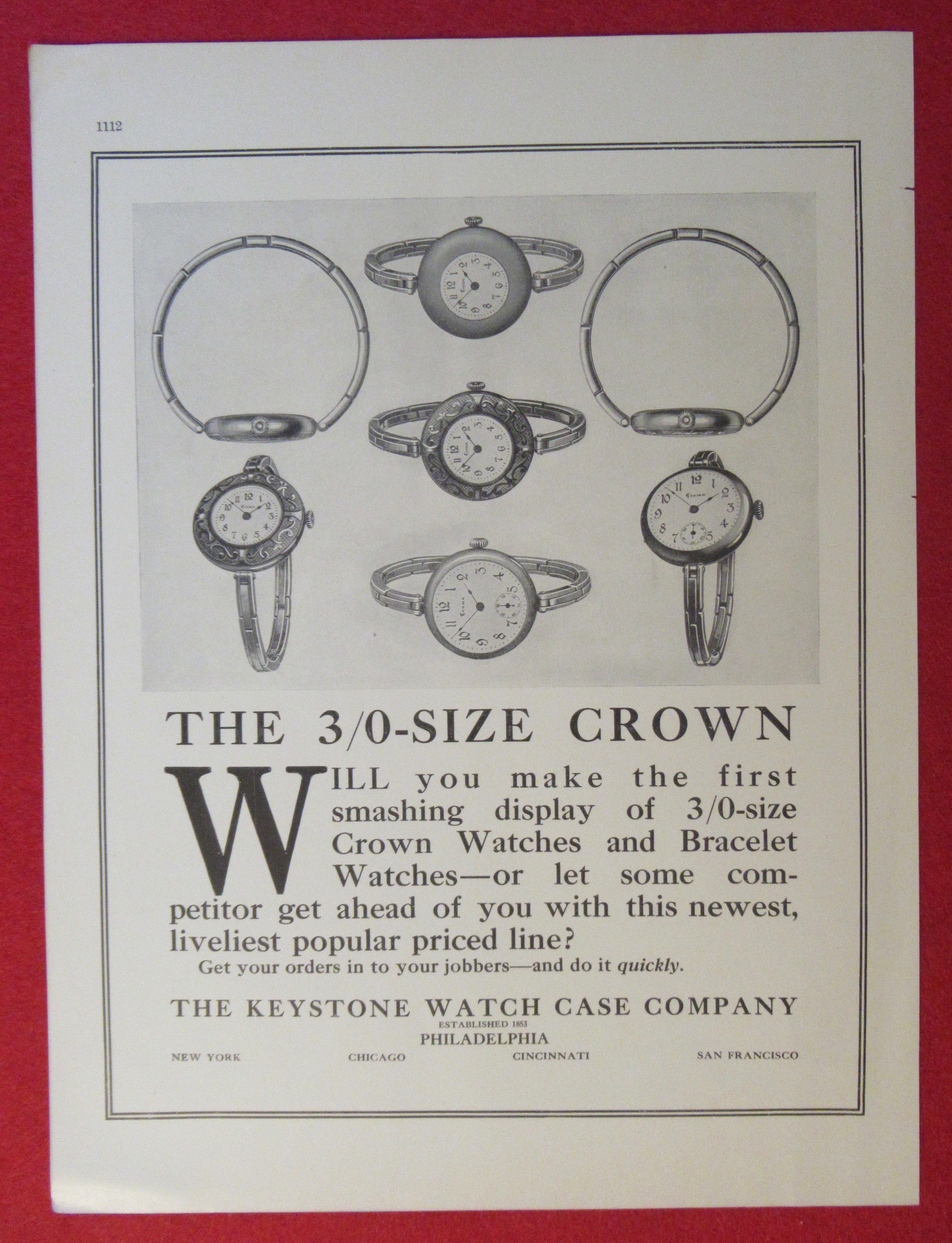 1913 Keystone Watch Case Company with Crown Watches