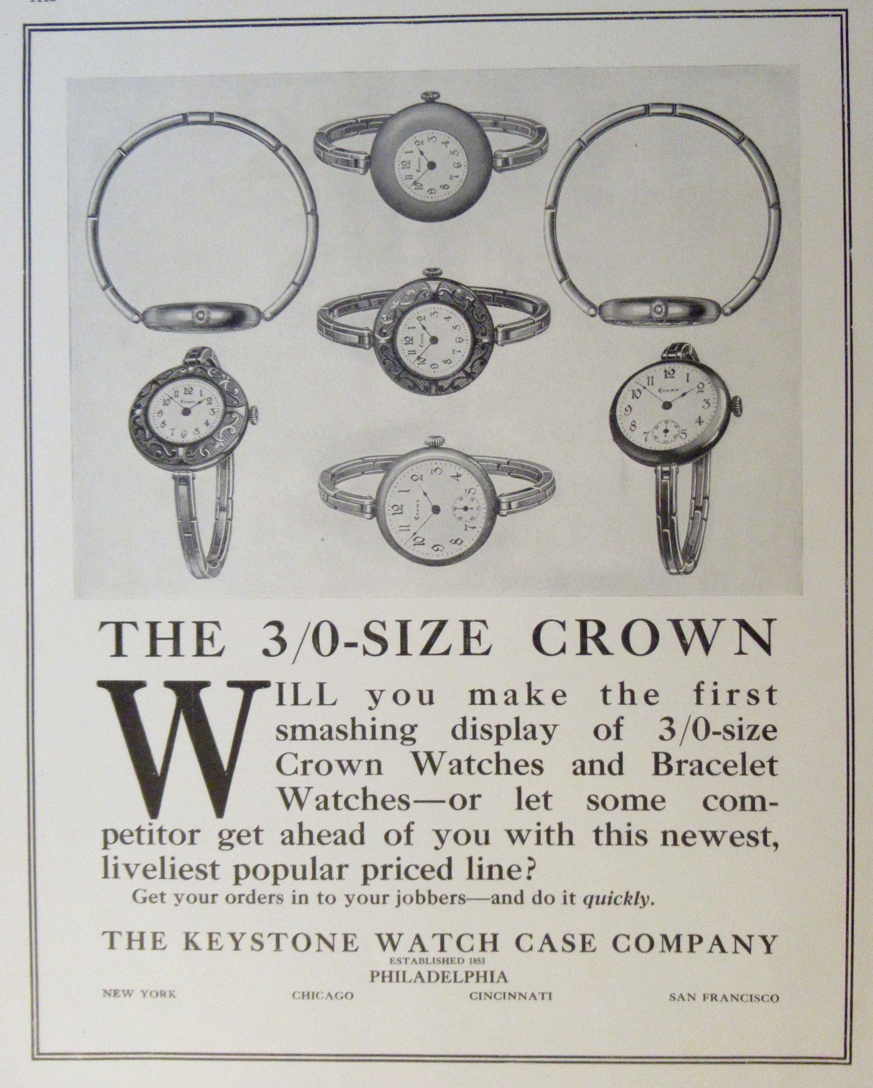 1913 Keystone Watch Case Company with Crown Watches
