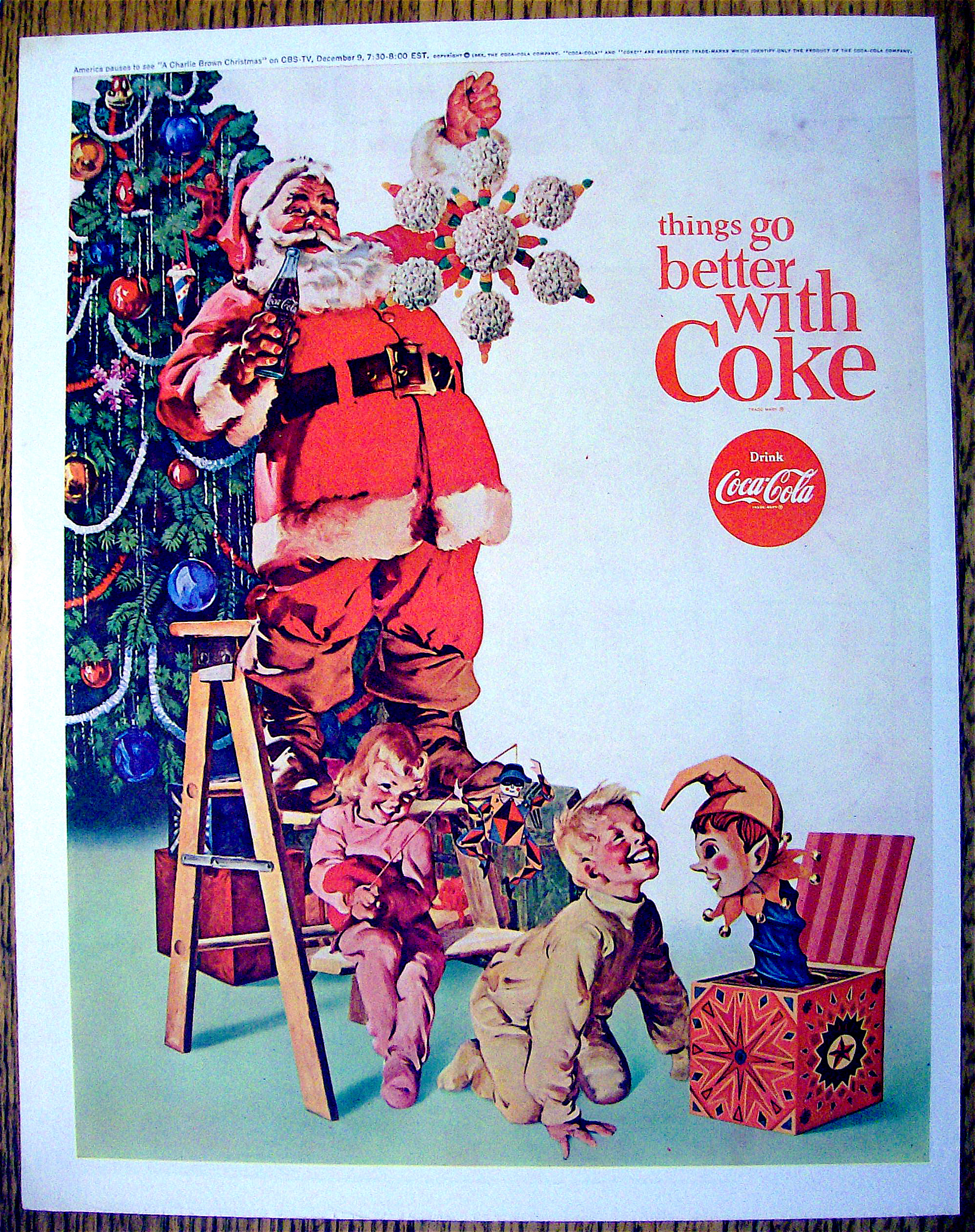 1965 Coca-Cola (Coke) with Santa Claus & Ornament