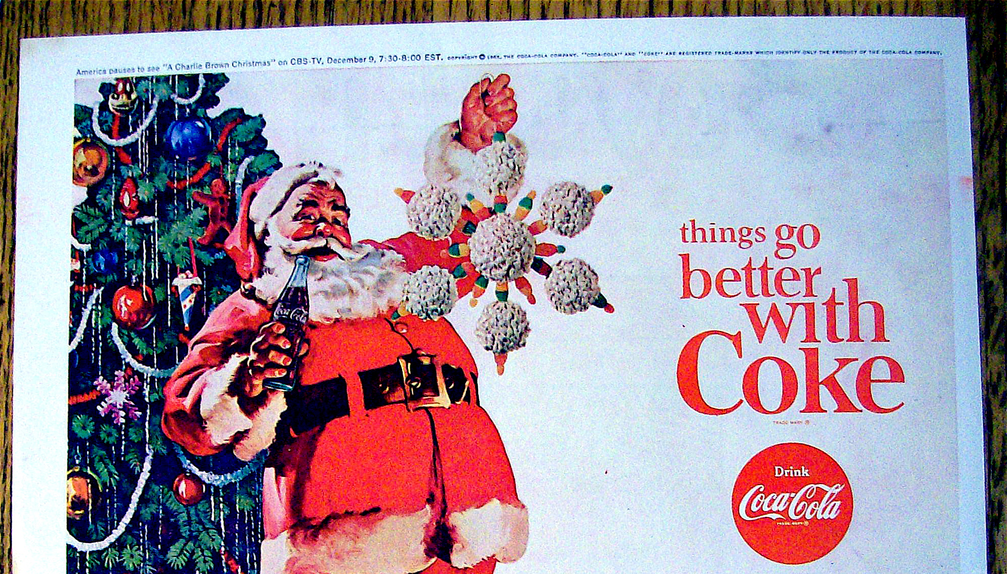 1965 Coca-Cola (Coke) with Santa Claus & Ornament