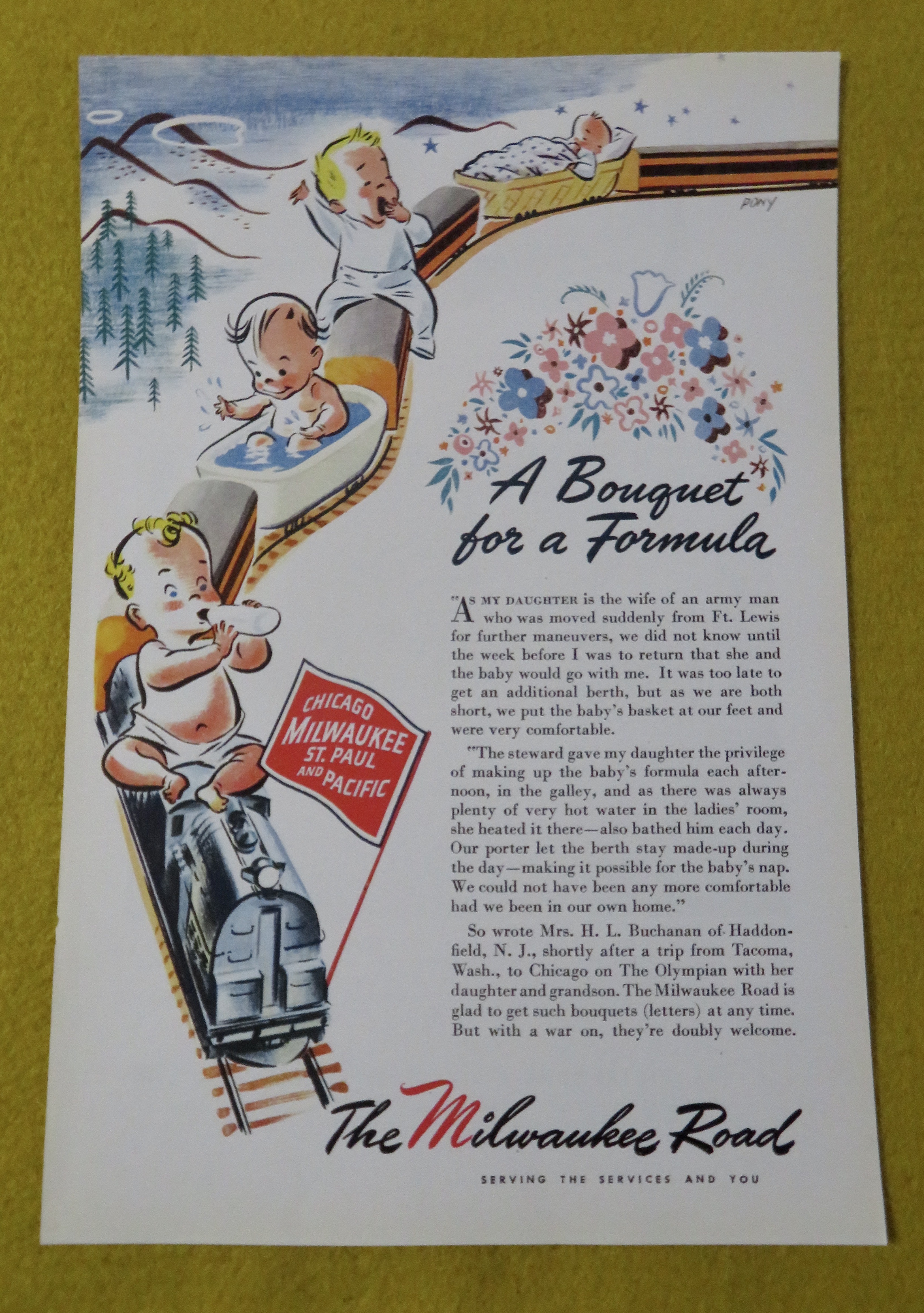 1945 The Milwaukee Road with Babies On A Train