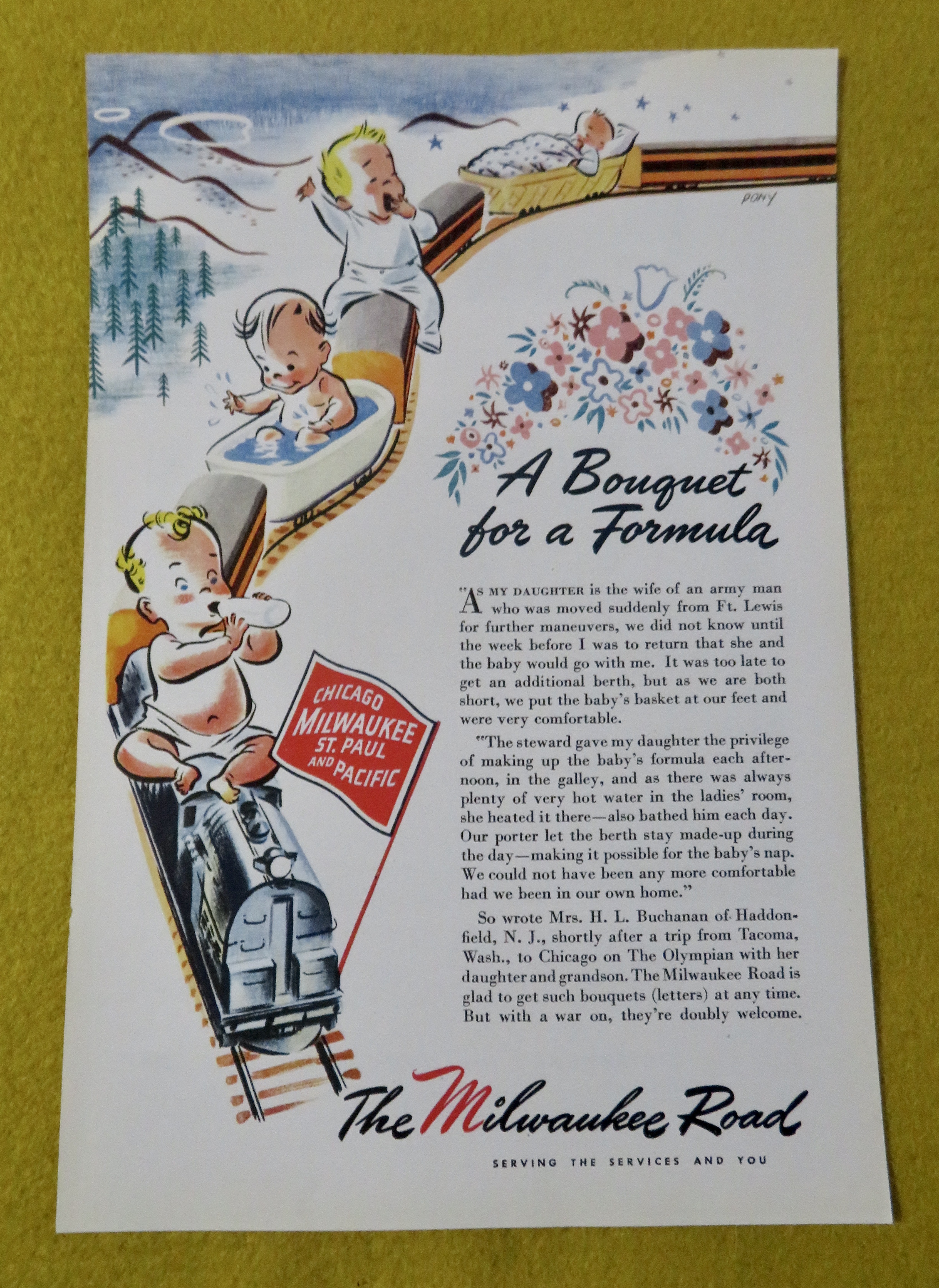 1945 The Milwaukee Road with Babies On A Train