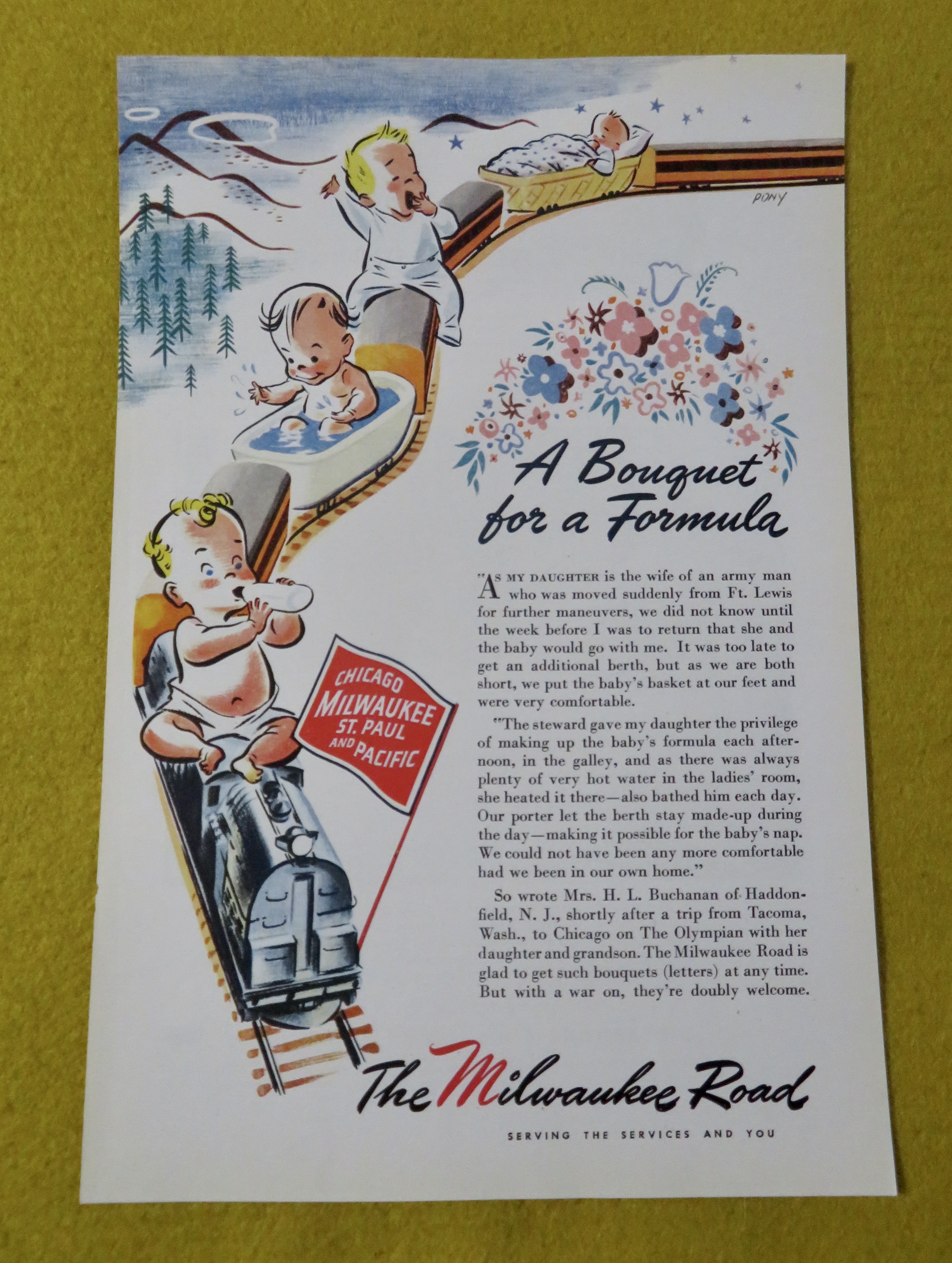 1945 The Milwaukee Road with Babies On A Train