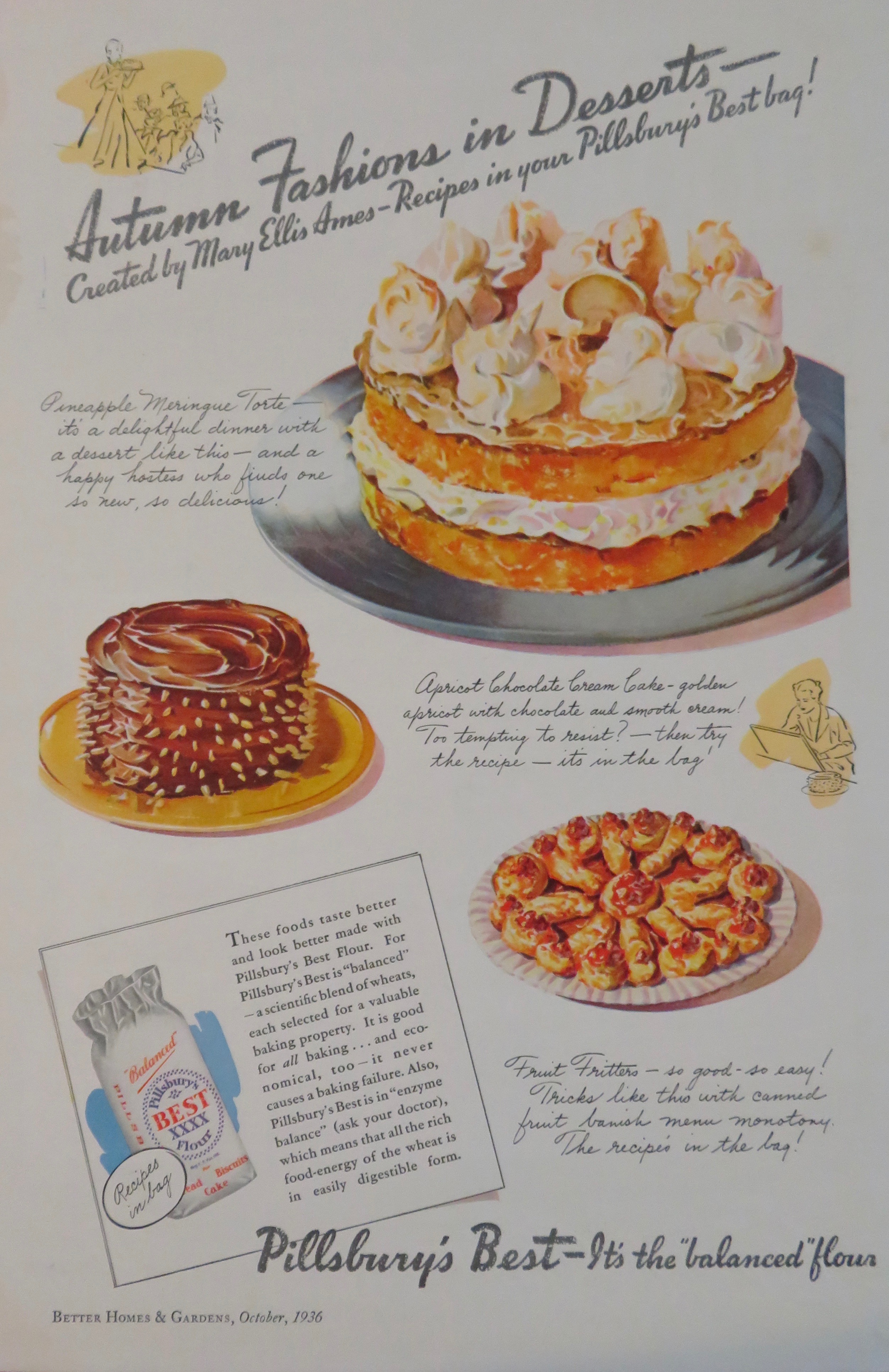 1936 Pillsbury's Best Flour with Autumn Fashions