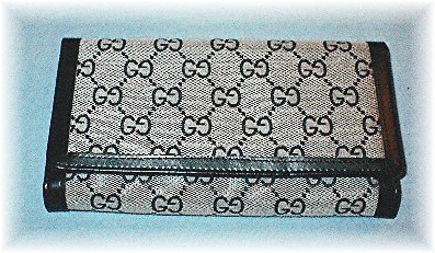 GUCCI Blue Check Book Wallet Italy  Pre Owned