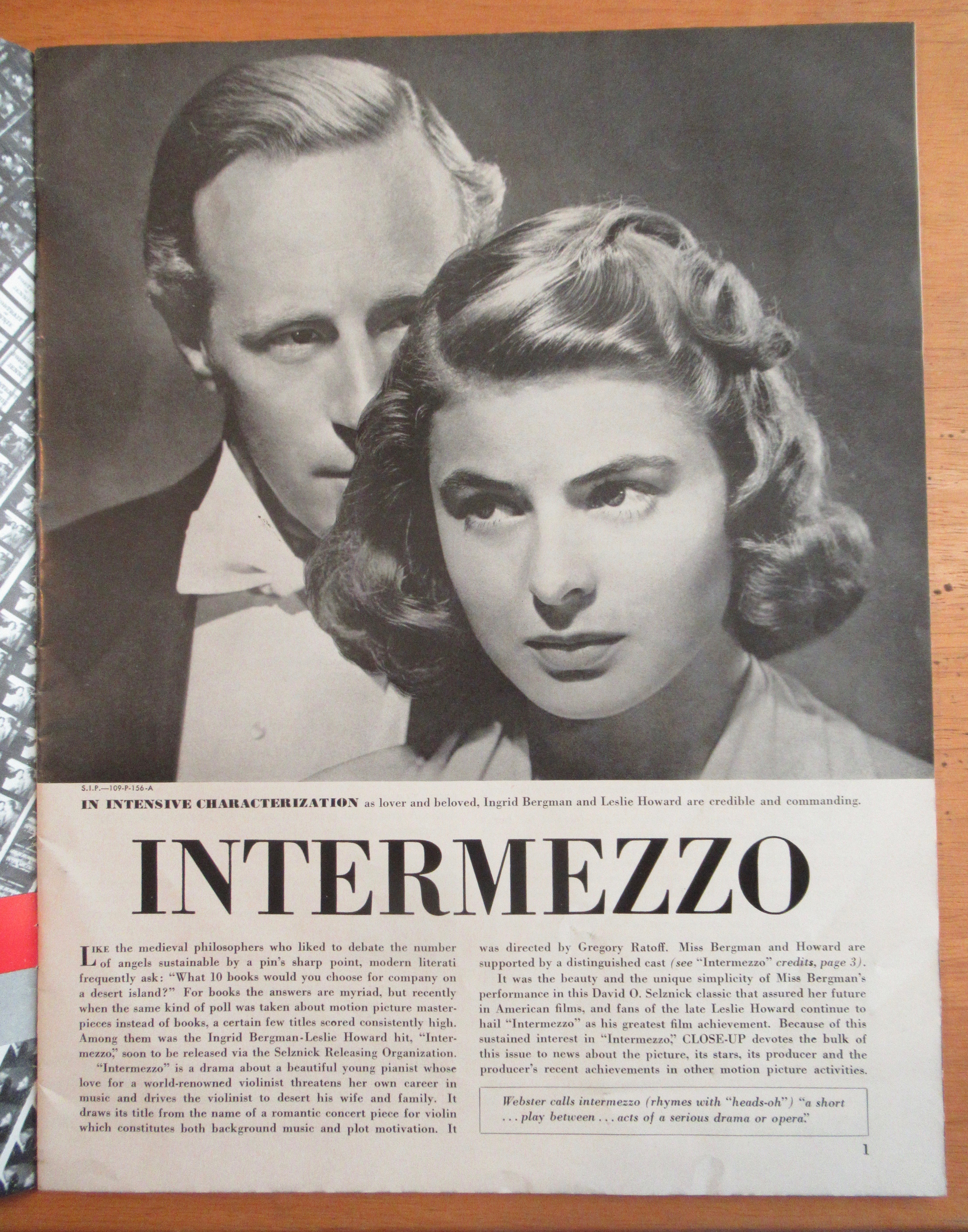 Close Up Intermezzo Magazine 1948 Ingrid Bergman