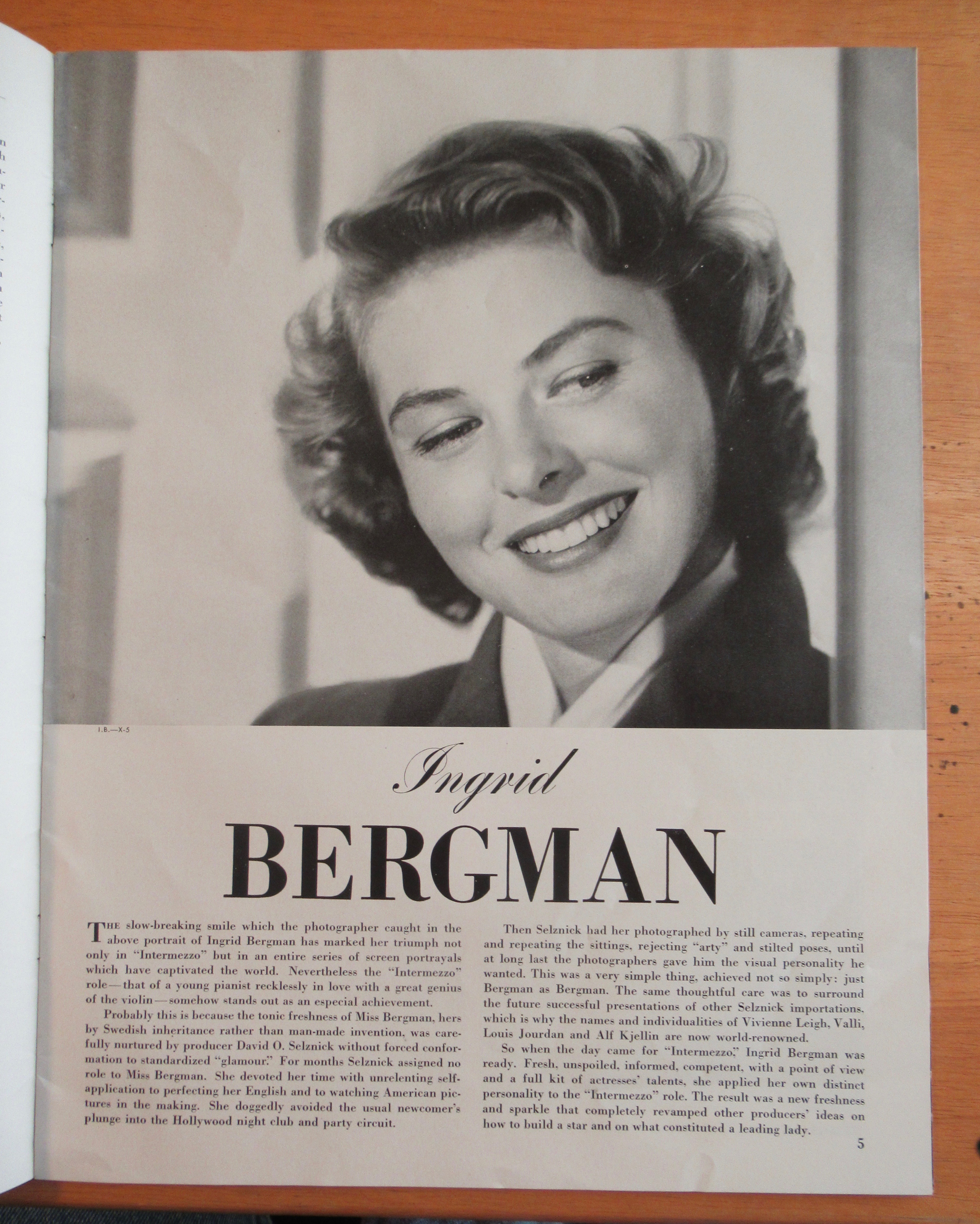 Close Up Intermezzo Magazine 1948 Ingrid Bergman