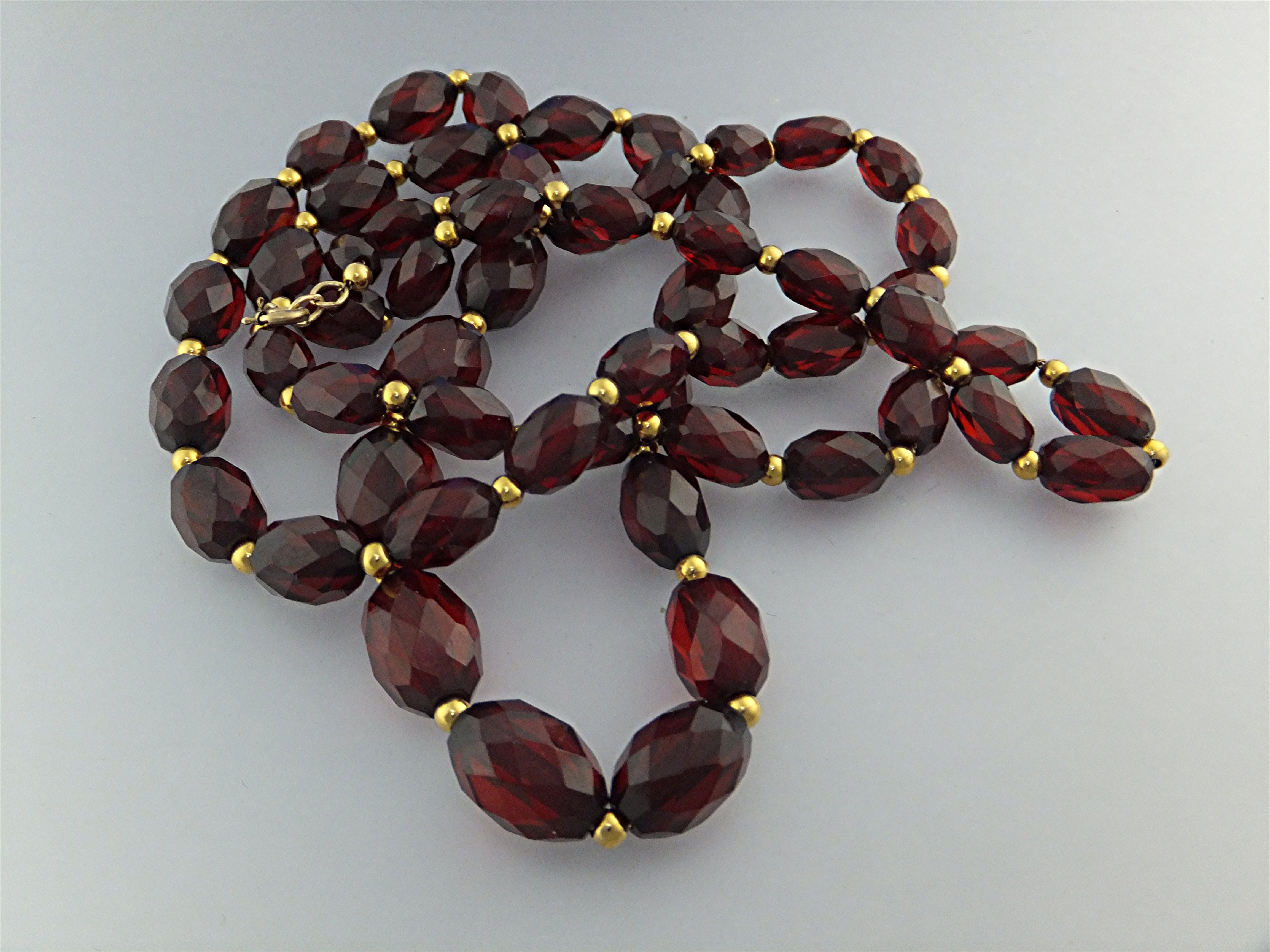 Cherry Amber12K Gold Fill Beads Necklace 30 inch