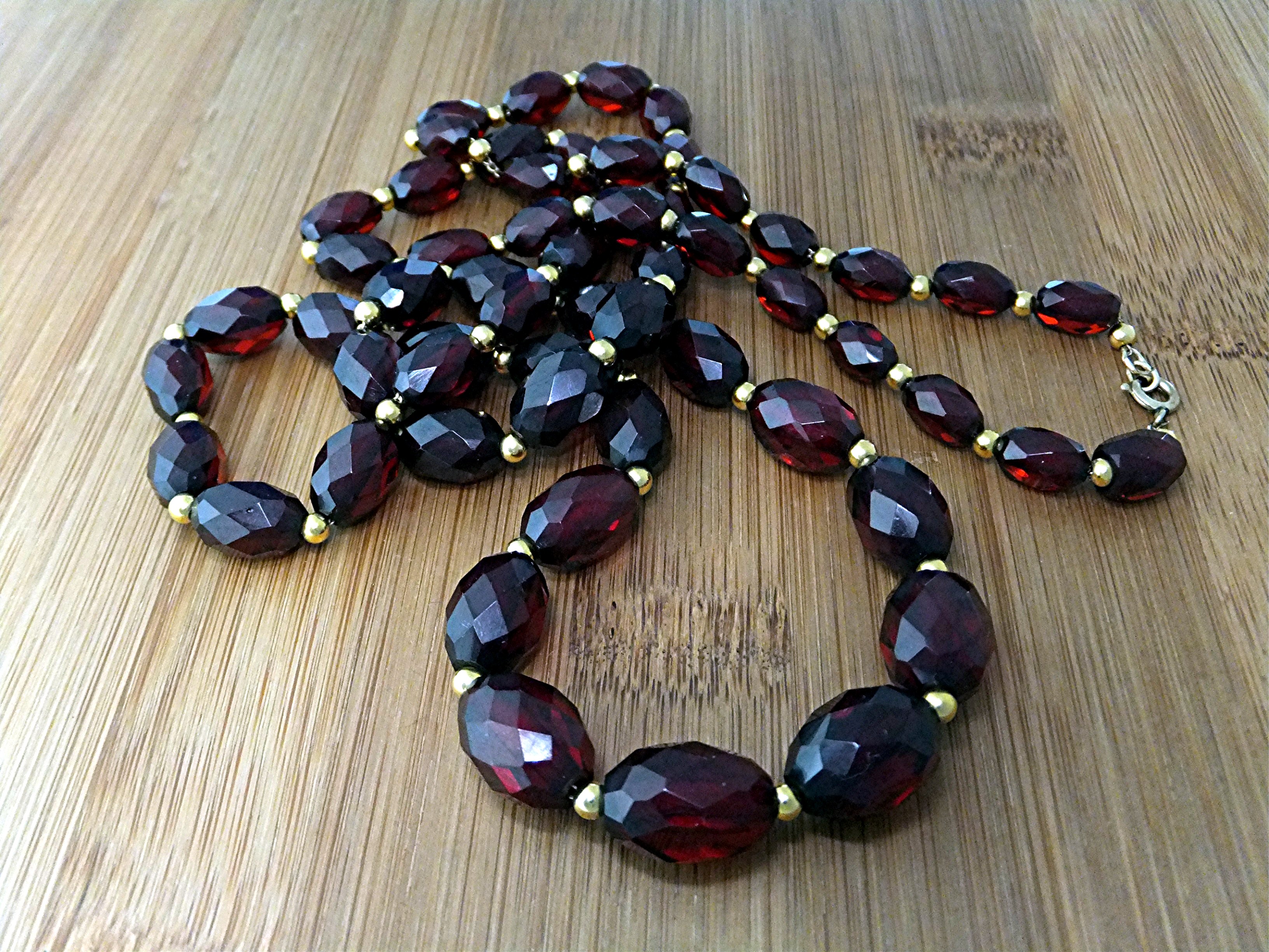 Cherry Amber12K Gold Fill Beads Necklace  30 inch