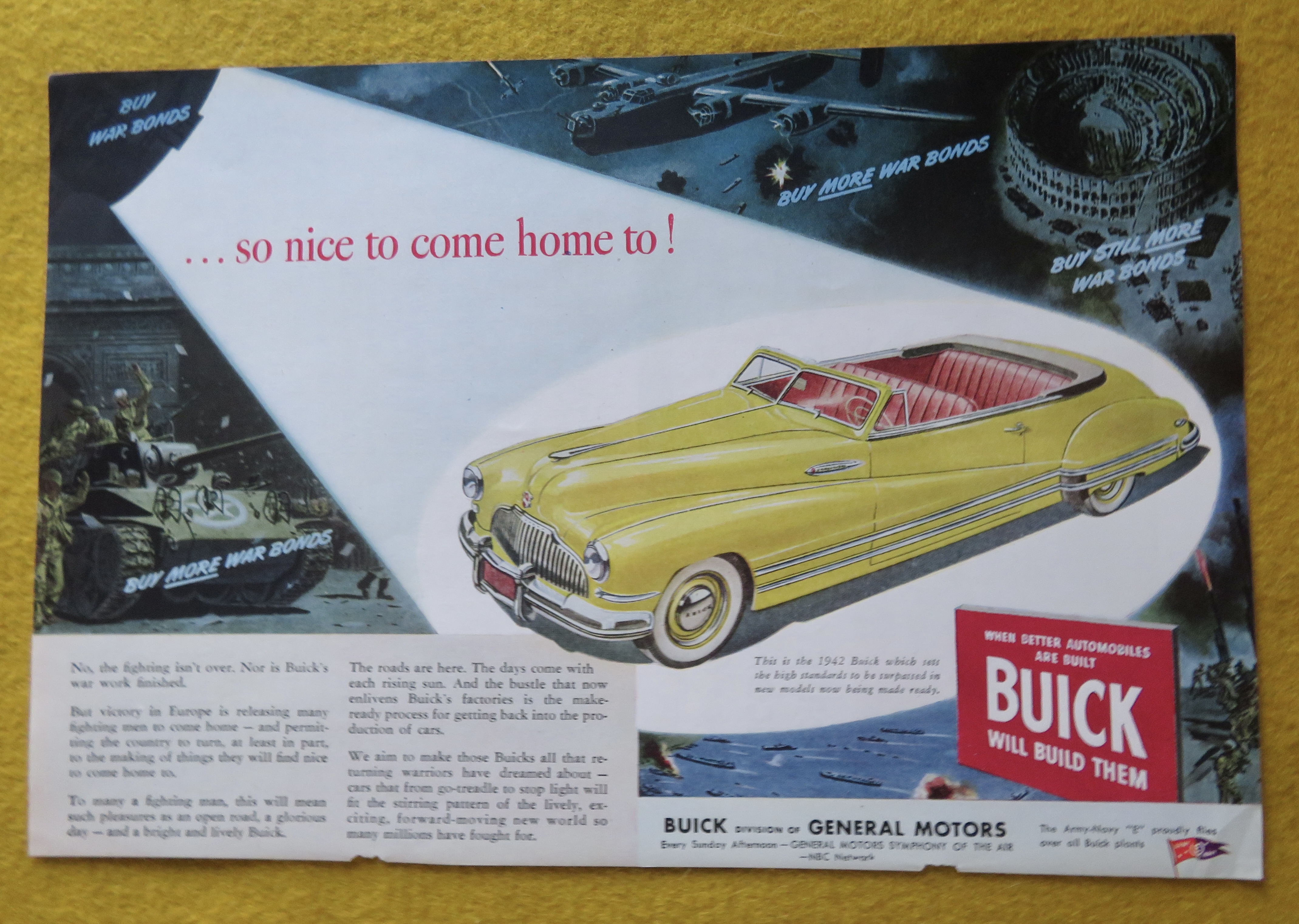1945 Buick Automobile with Yellow Convertible Buick