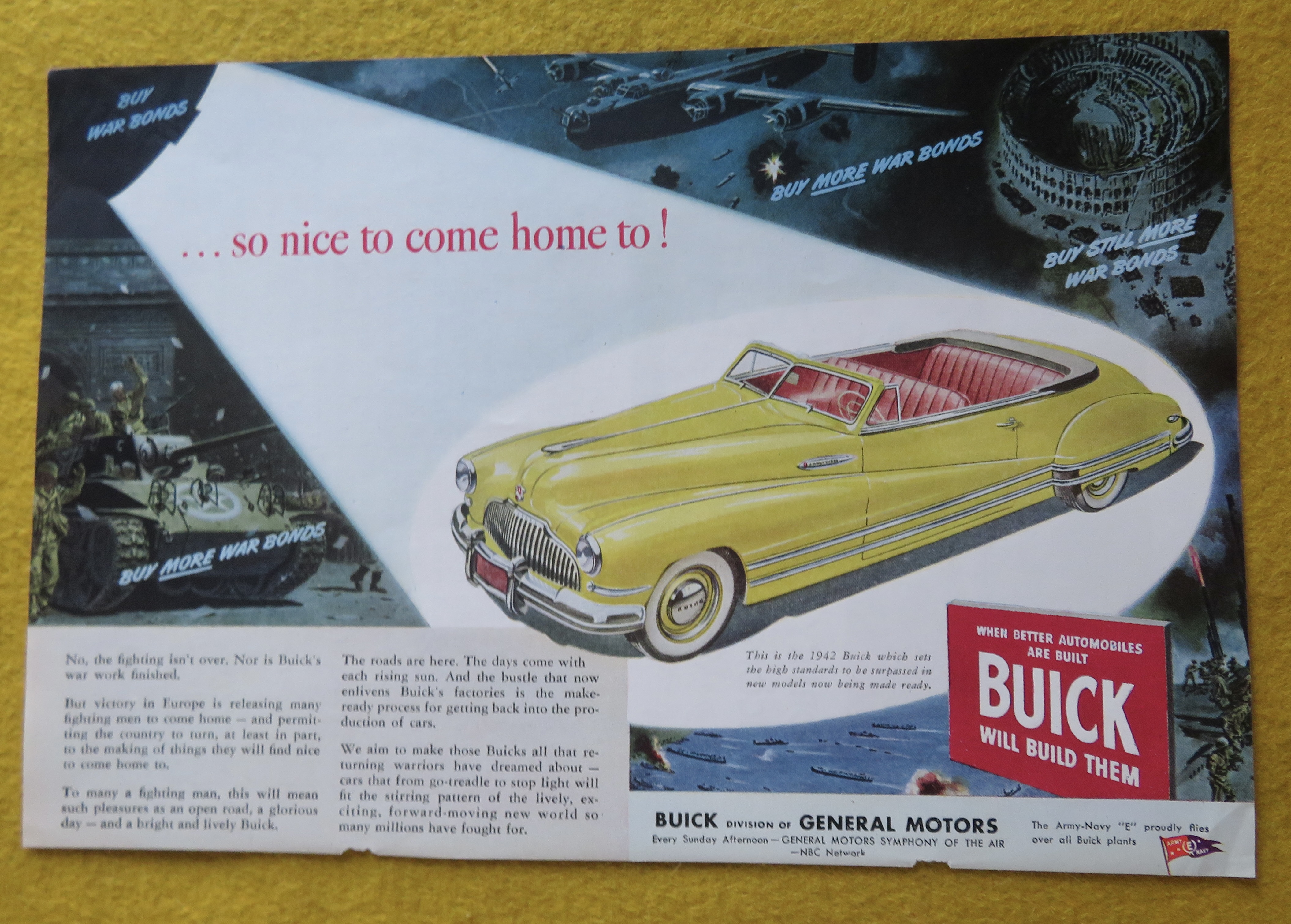 1945 Buick Automobile with Yellow Convertible Buick