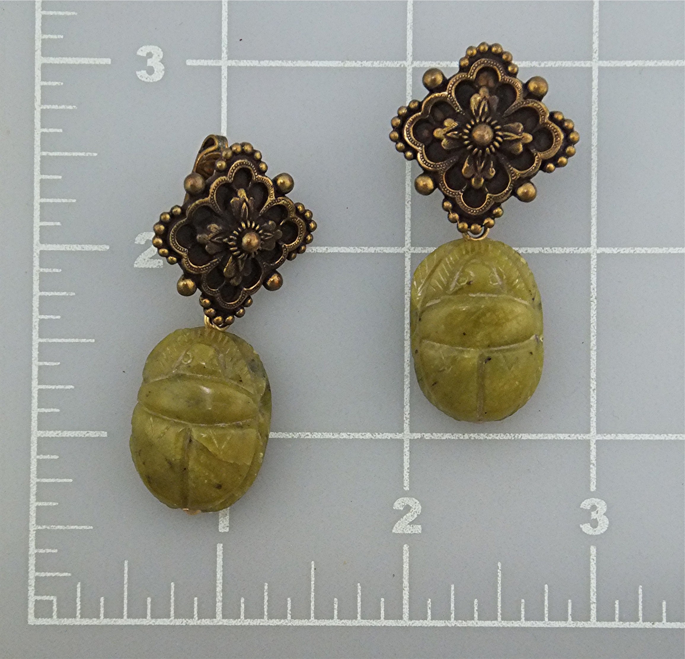 Earrings 14K GF Green Scarob Dangle STEPHEN DWEK