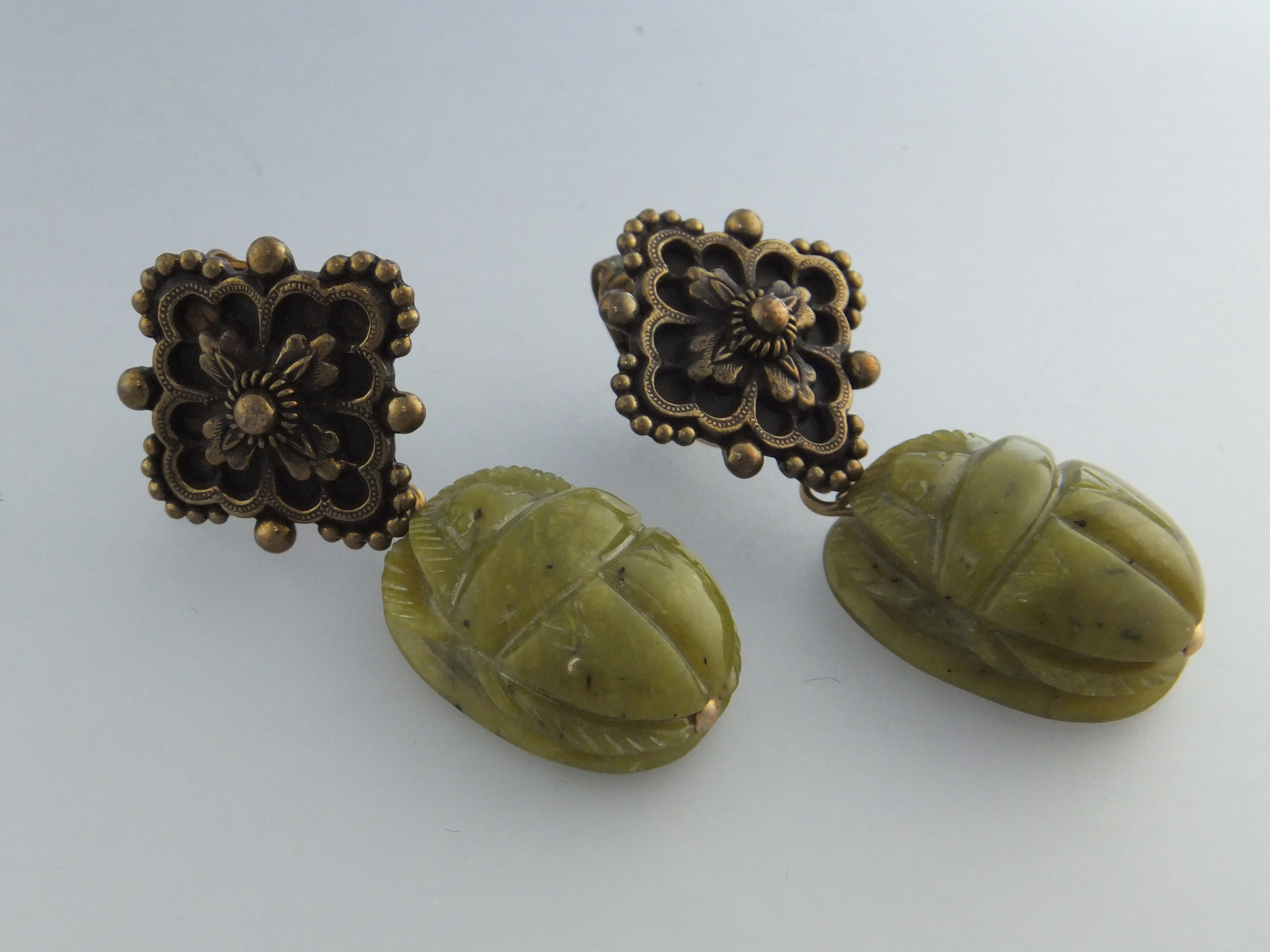 Earrings 14K GF Green Scarob Dangle STEPHEN DWEK