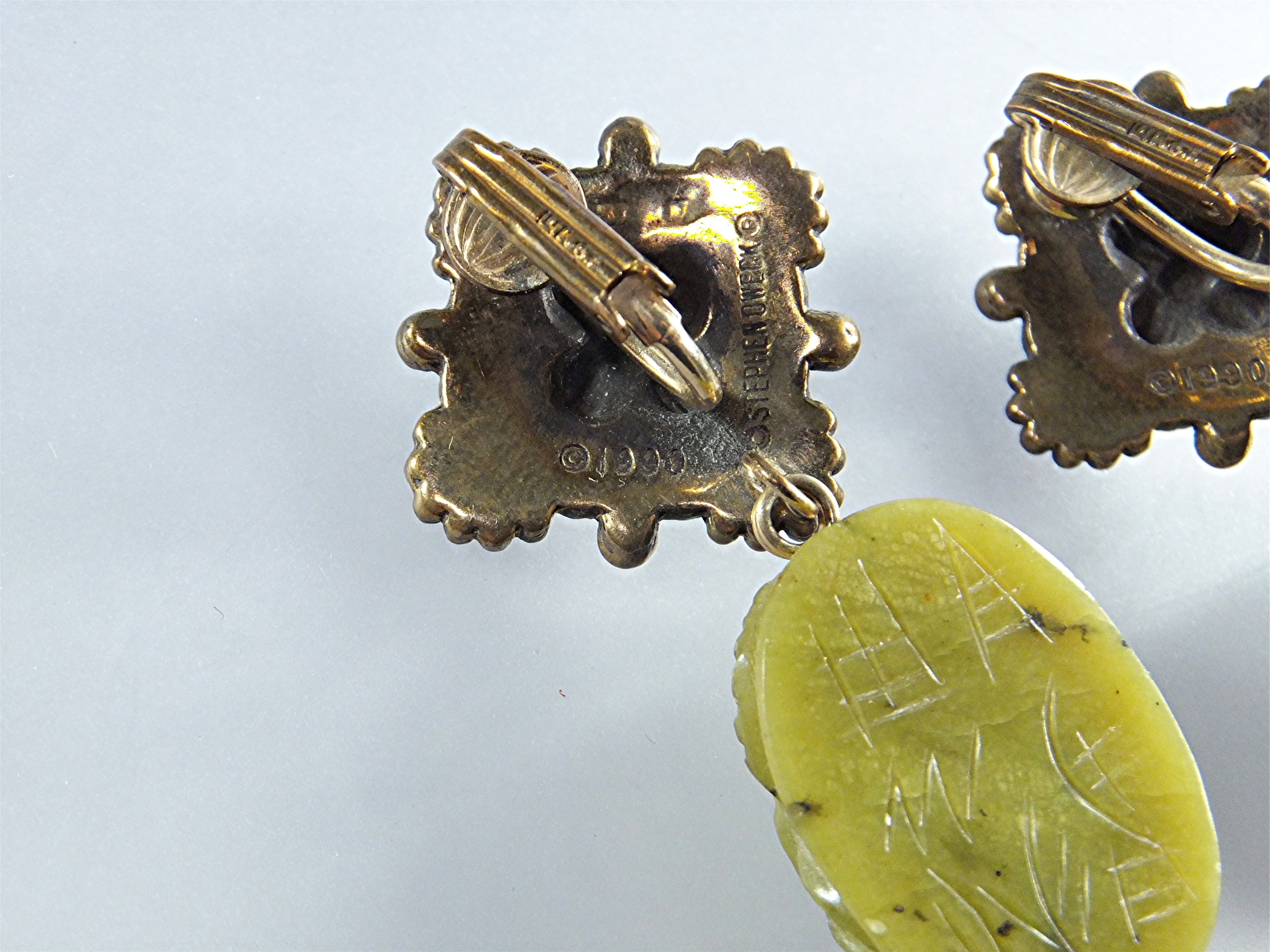Earrings 14K GF Green Scarob Dangle STEPHEN DWEK