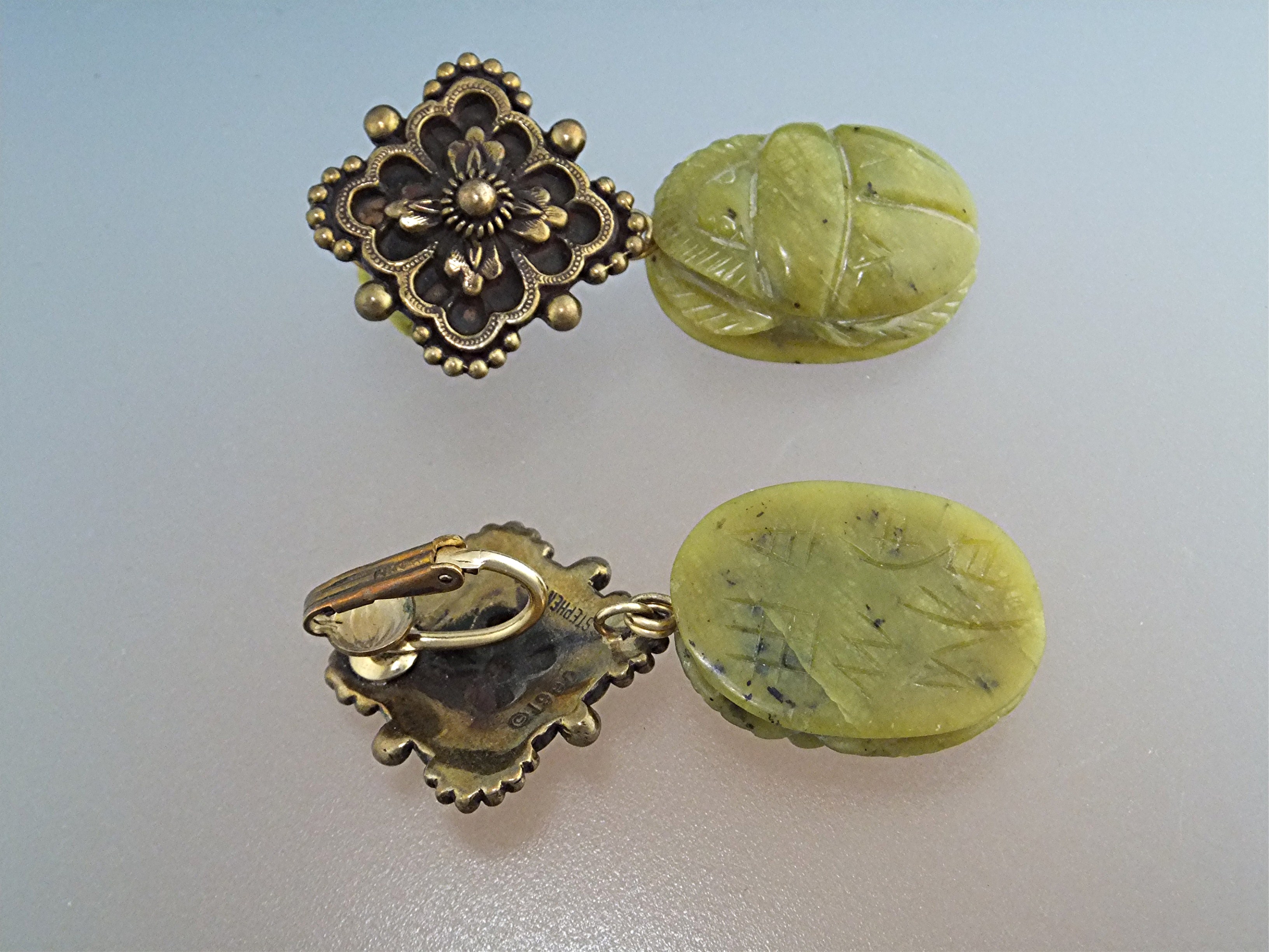 Earrings 14K GF Green Scarob Dangle STEPHEN DWEK