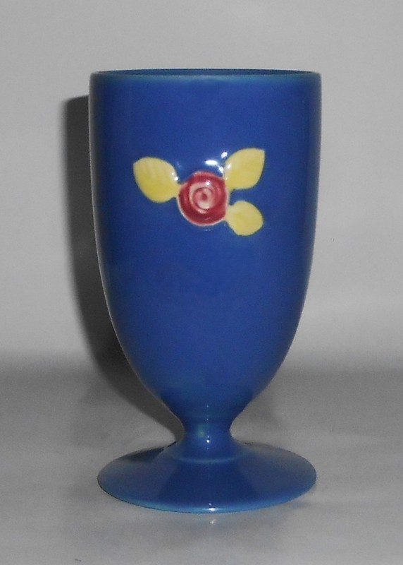 VINTAGE Coors Pottery Rosebud Rare BLUE Footed Tumbler #1