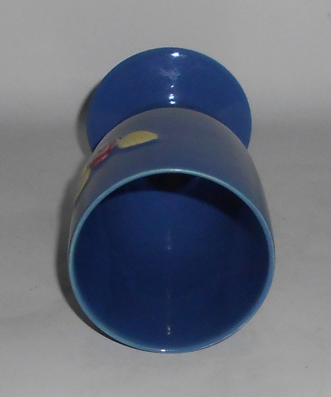 VINTAGE Coors Pottery Rosebud Rare BLUE Footed Tumbler #1