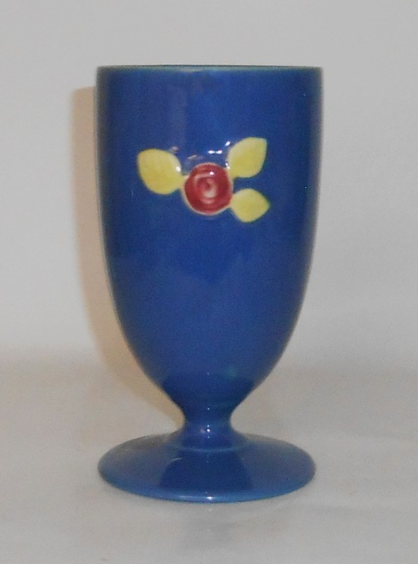 VINTAGE Coors Pottery Rosebud Rare BLUE Footed Tumbler #1