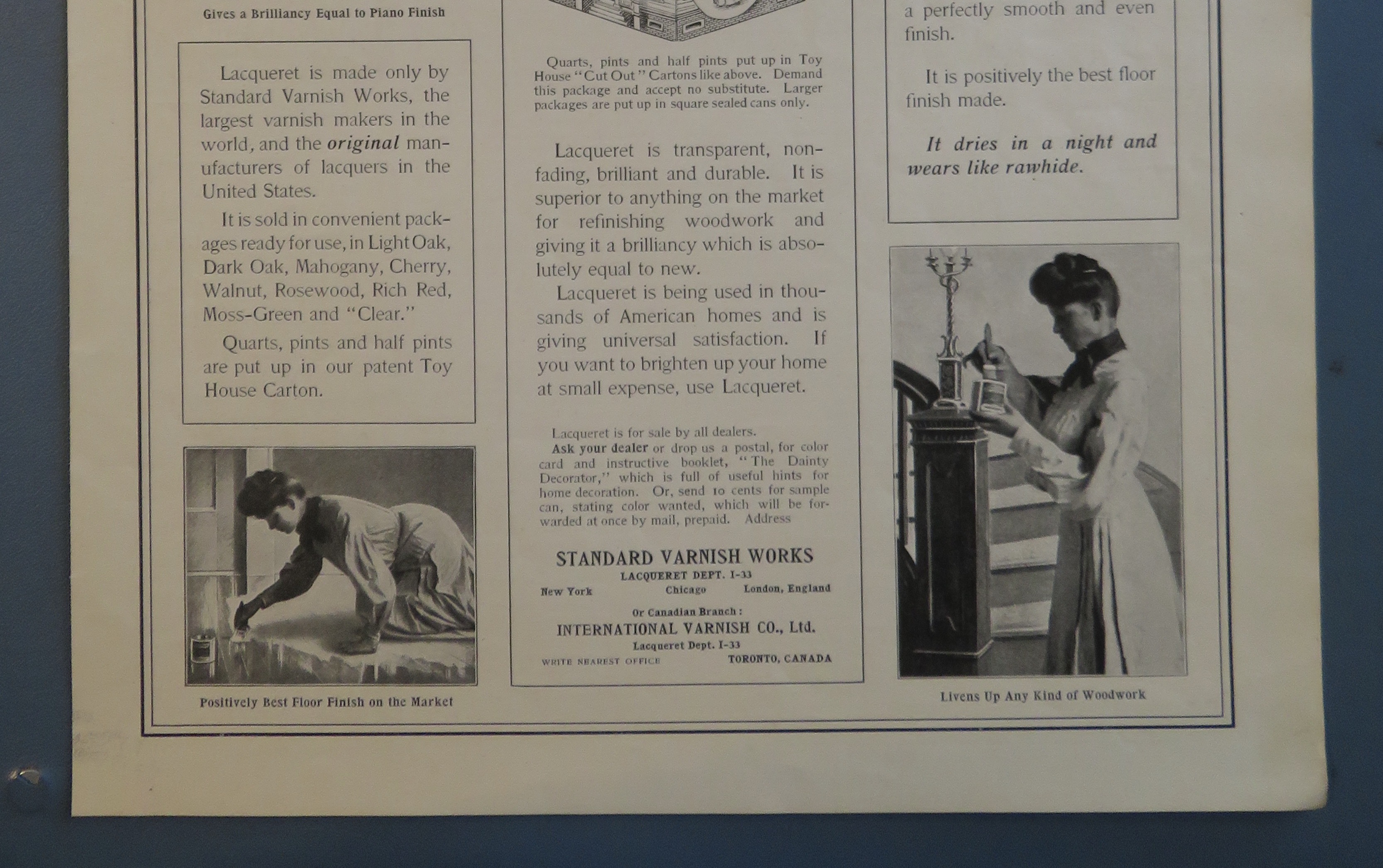 1905 Lacqueret with Woman Using Around The House