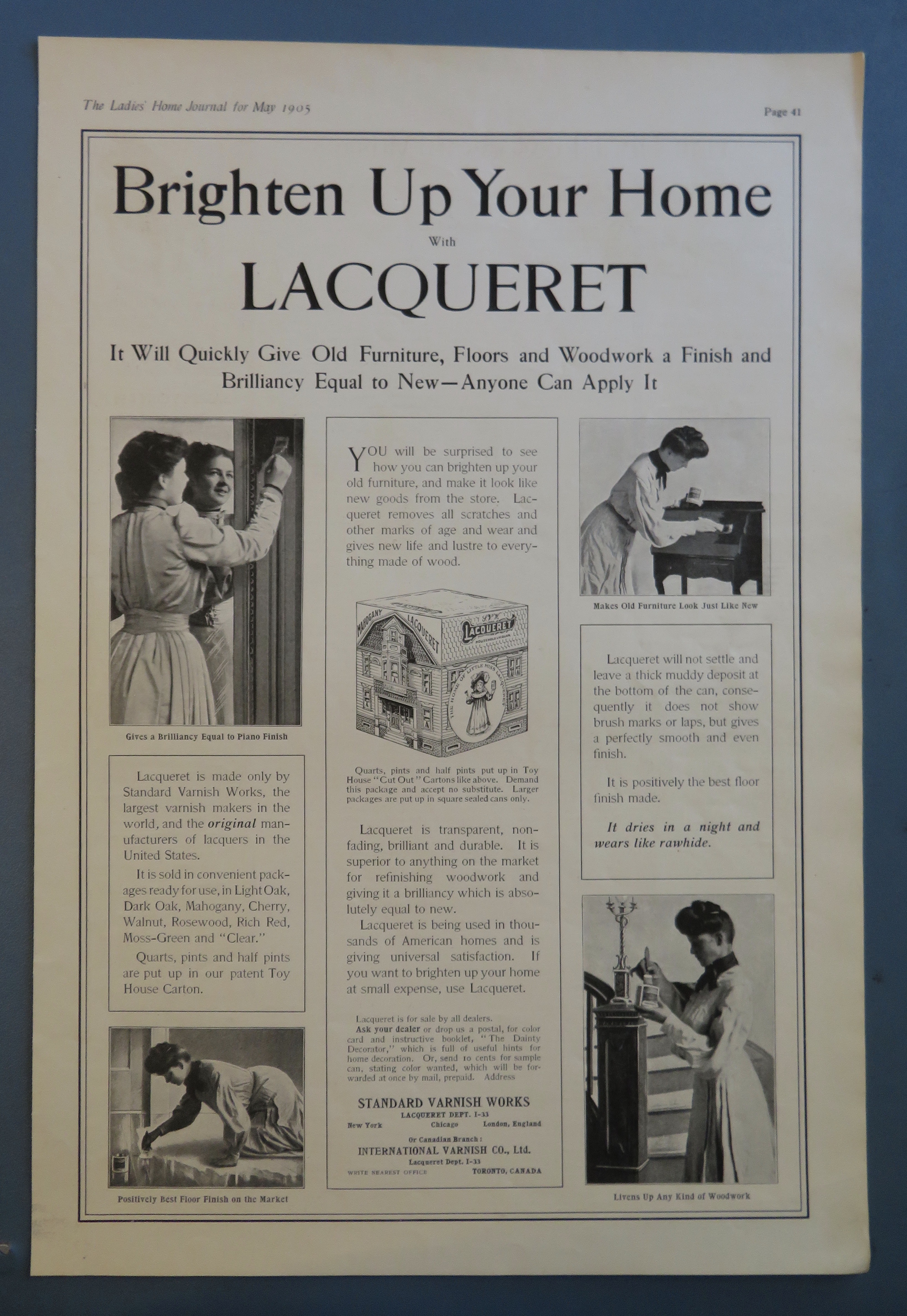 1905 Lacqueret with Woman Using Around The House