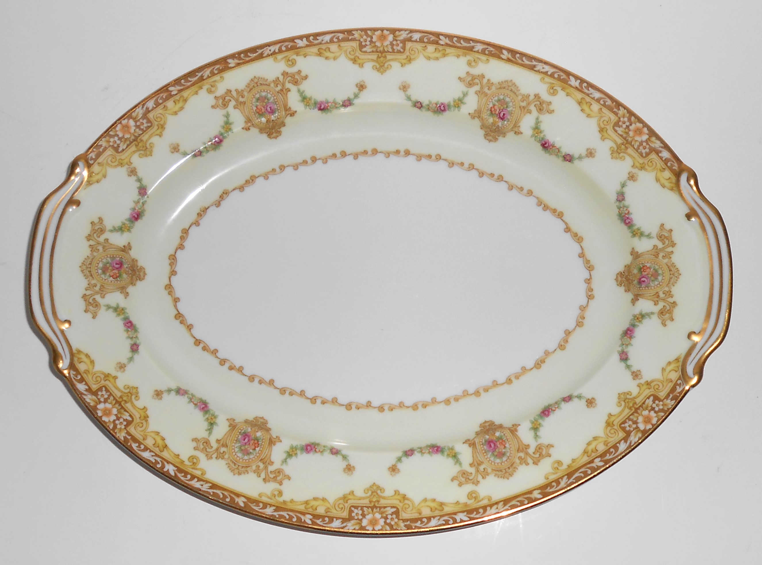 Noritake Porcelain China Camellia W/Gold Platter 4735